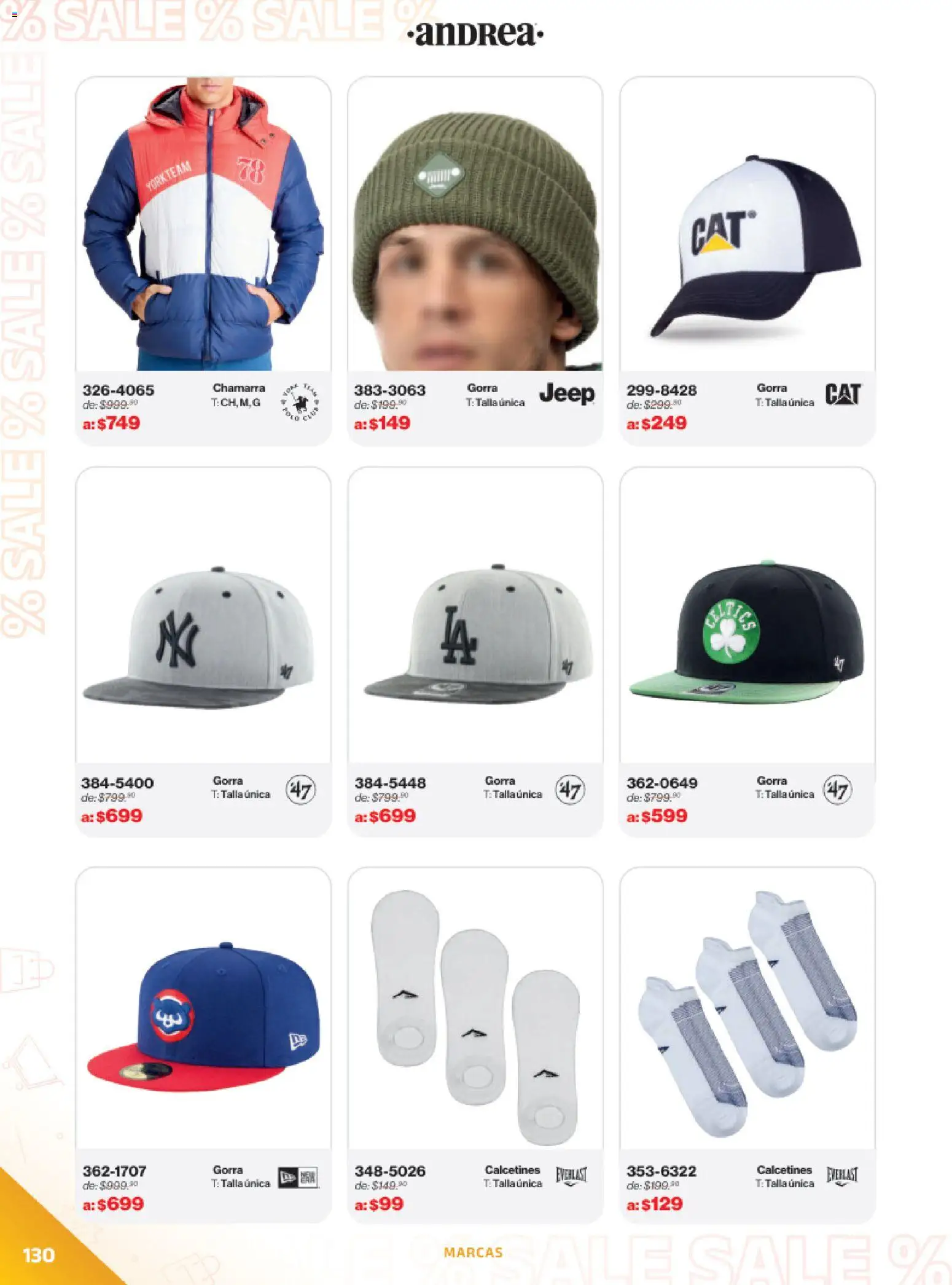 Vista previa las ofertas de la tienda Andrea - Catálogo Outlet desde el 21/12/2025 - Gorra, Chamarra, Calcetines