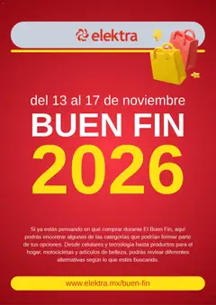 Vista previa las ofertas de la tienda Elektra - Elektra Buen Fin aviso desde el 09/10/2026 