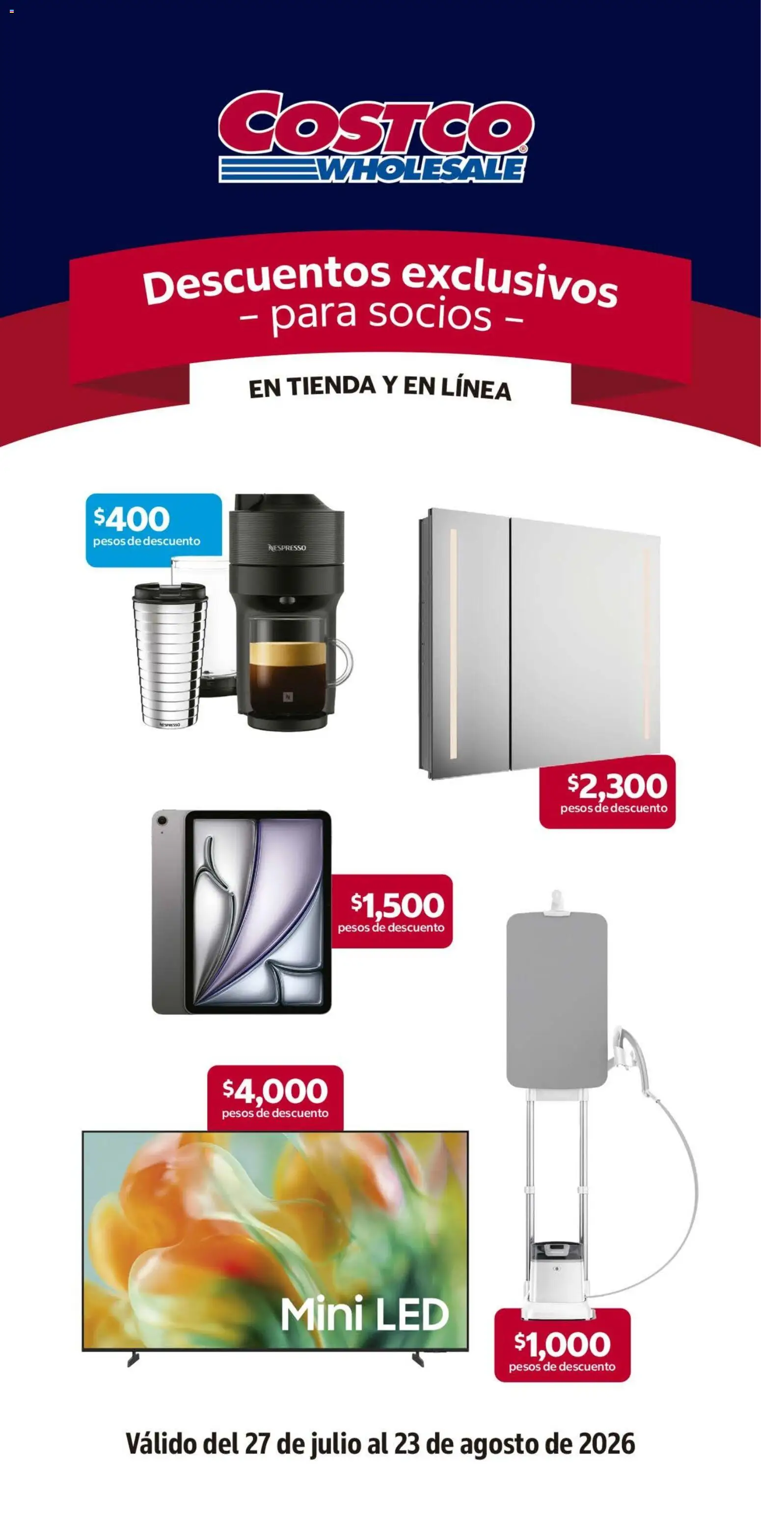Vista previa las ofertas de la tienda Costco - Costco catálogo desde el 27/07/2026 - Tablet, Espejo, Televisión, Plancha de vapor, Plancha