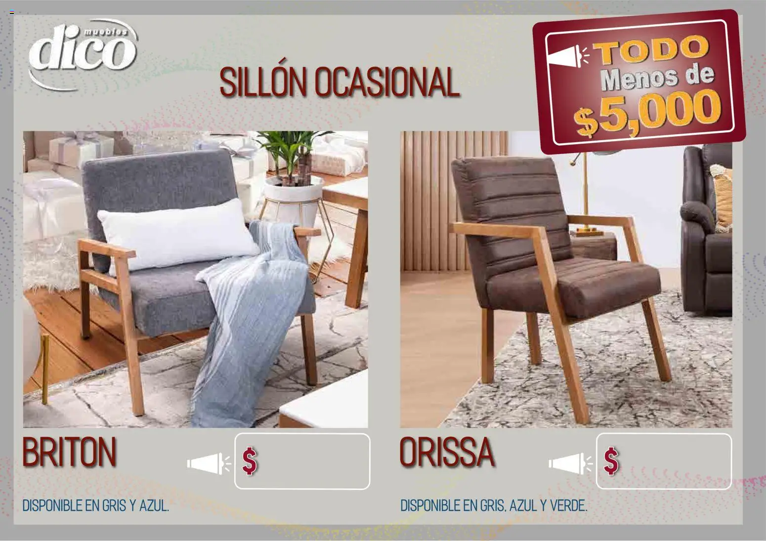 Vista previa las ofertas de la tienda Muebles Dico - Muebles Dico catálogo Todo menos de 5000 Pacifico desde el 09/04/2026 - Sillón