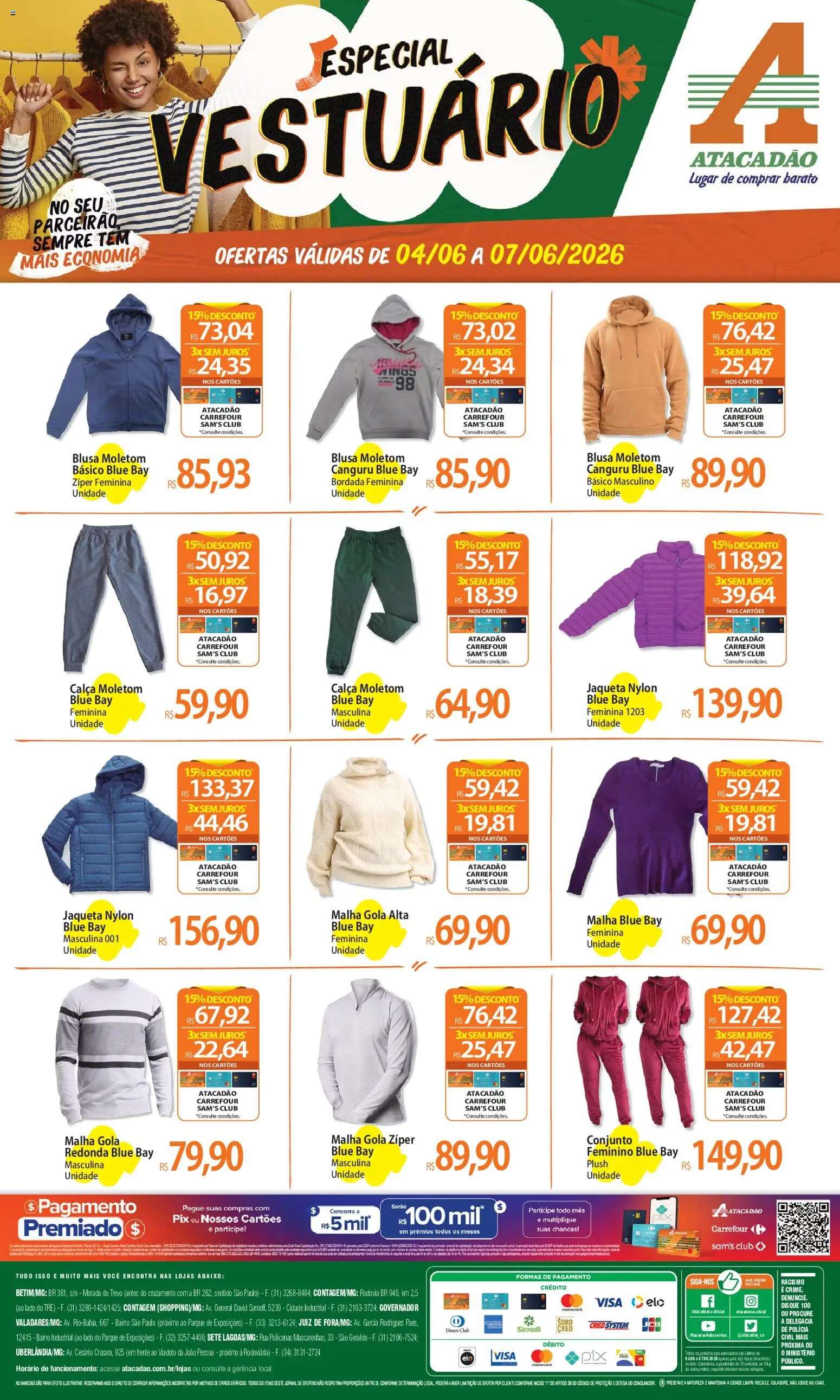 Pré-Visualização do folheto "Atacadão ofertas - MG" da loja Atacadão válido a partir de 04/06/2026 - Moletom, Calça, Blusa, Jaqueta