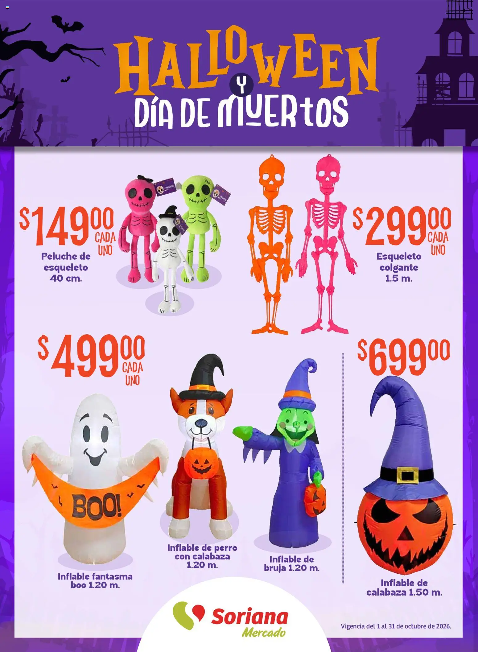 Vista previa las ofertas de la tienda Soriana - Soriana Mercado - Halloween y Día de muertos desde el 01/10/2026 - Calabaza