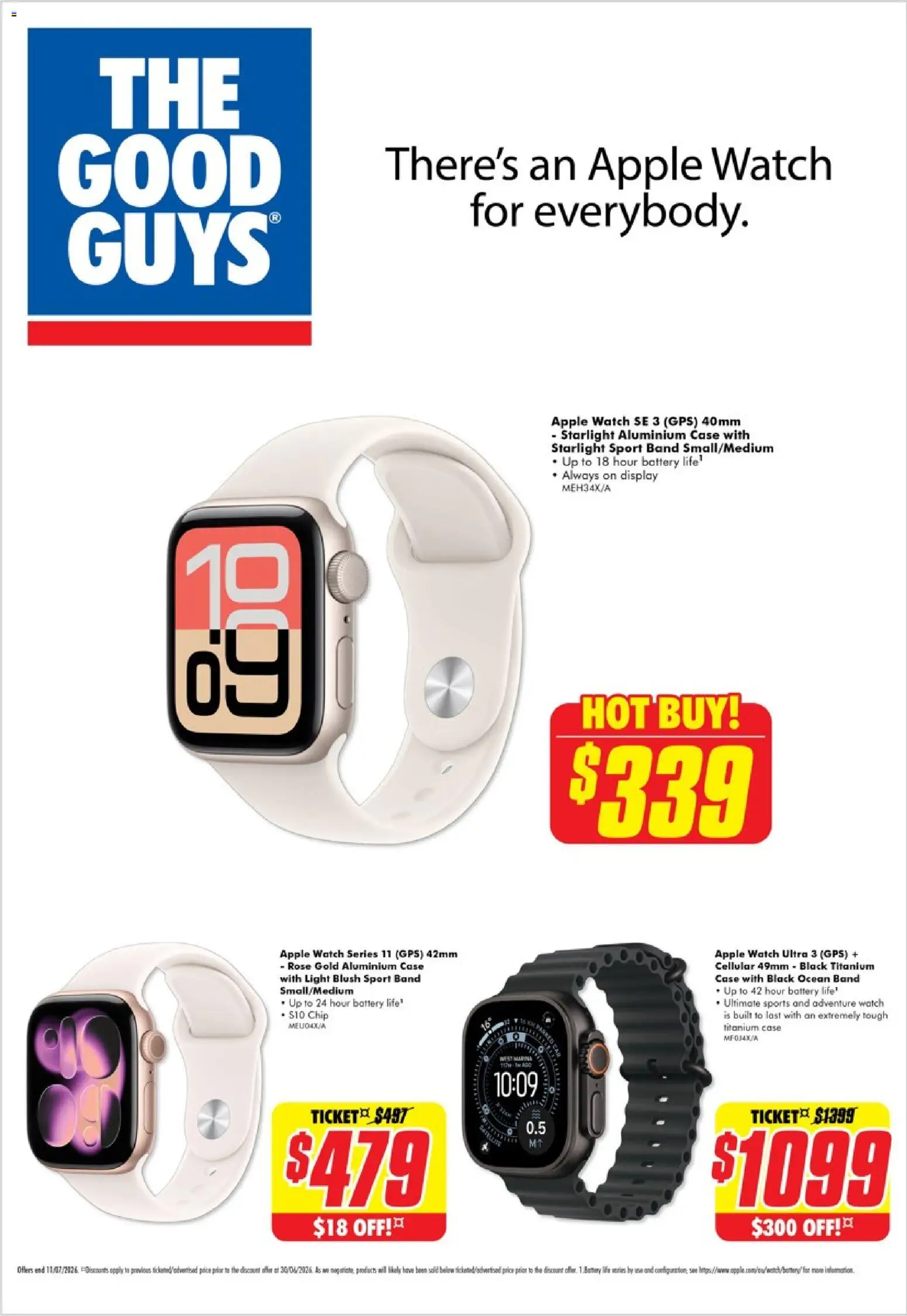 Preview of catalogue The Good Guys Apple from shop The Good Guys valid 30/06/2026 - Battery, Light, Blush, Watch, Case