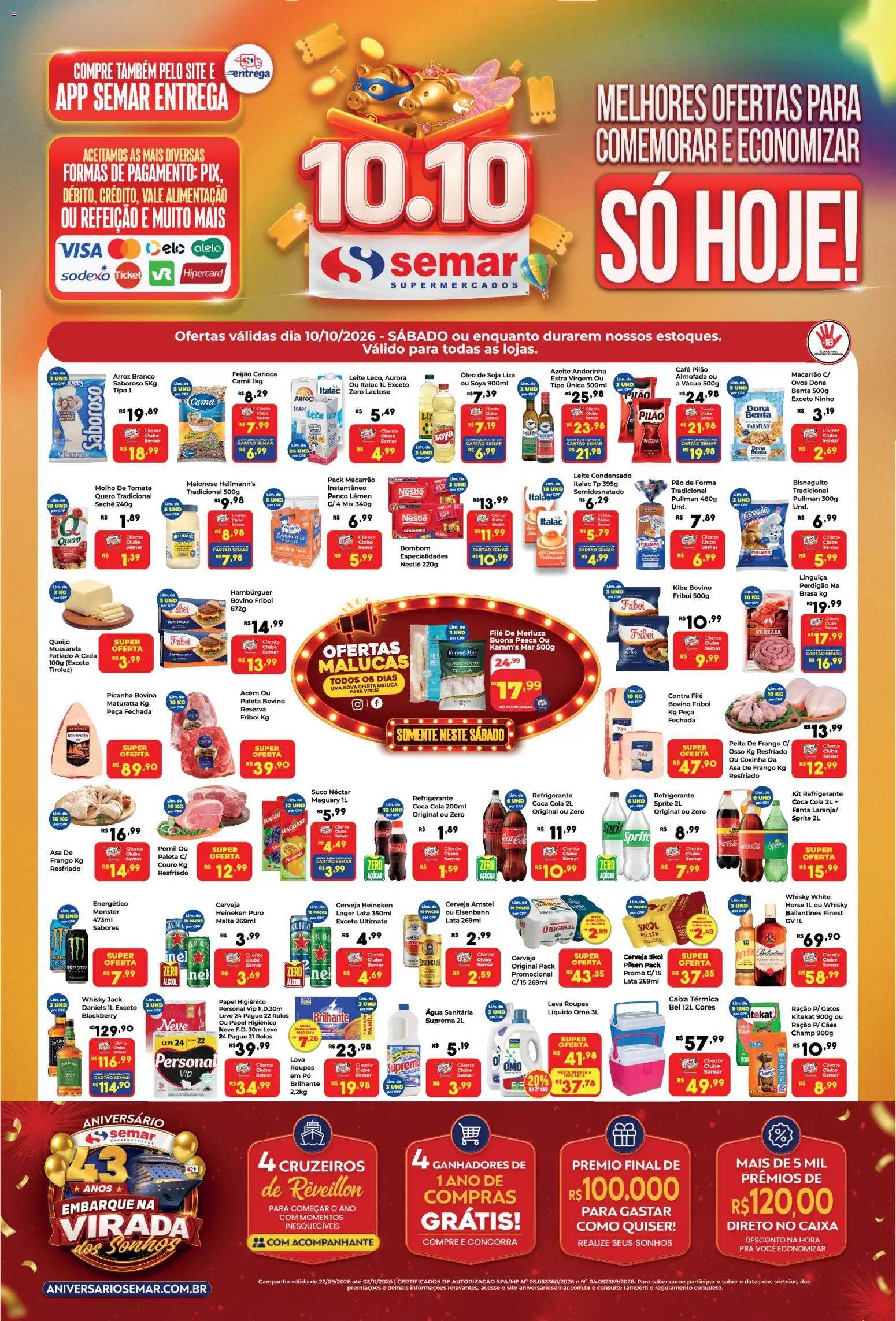Pré-Visualização do folheto "Semar Supermercado - Ofertas da semana" da loja Semar Supermercado válido a partir de 10/10/2026
