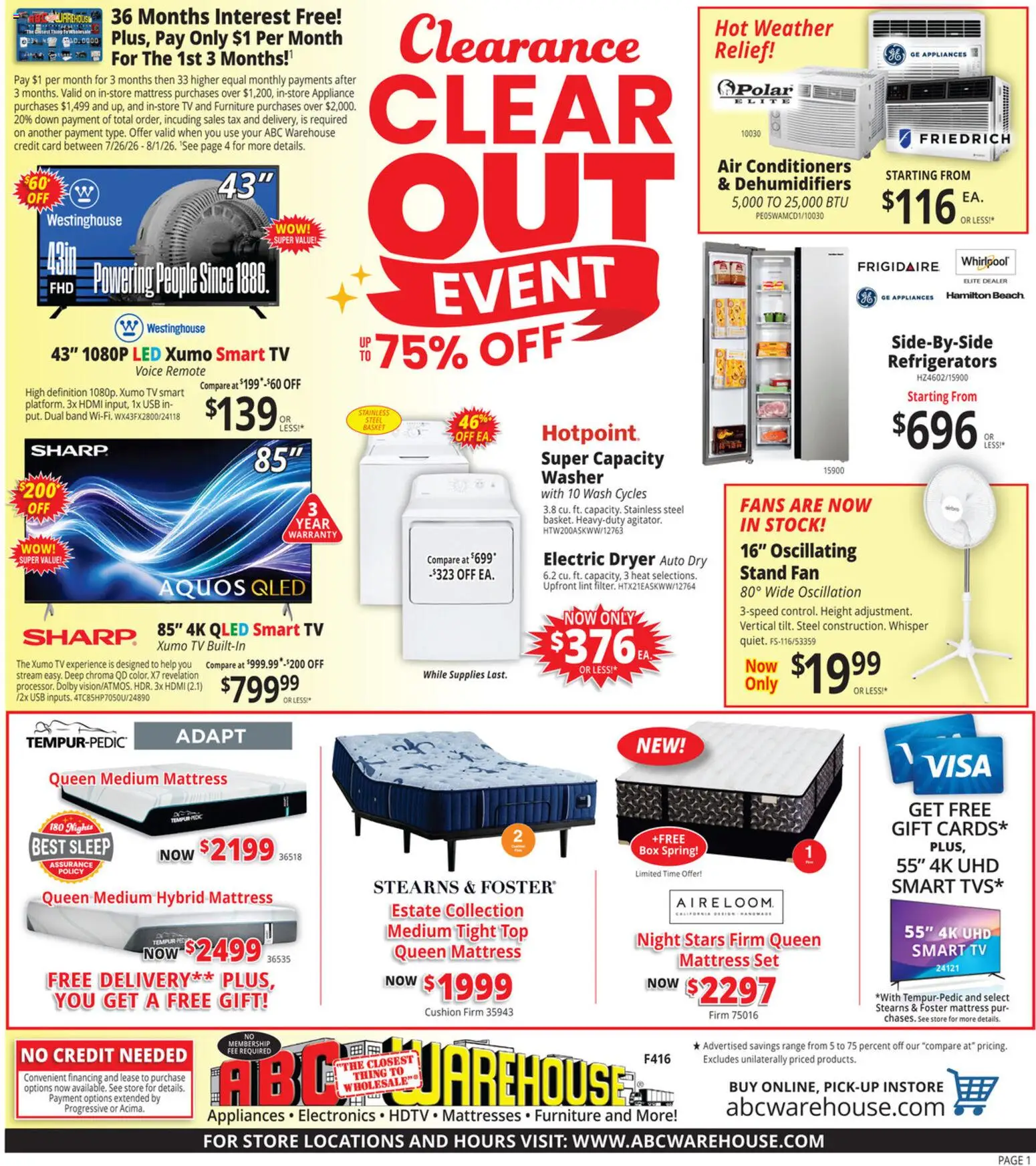 Ad Preview of ABC Warehouse ABC Warehouse Weekly Ad from 07/26/2026