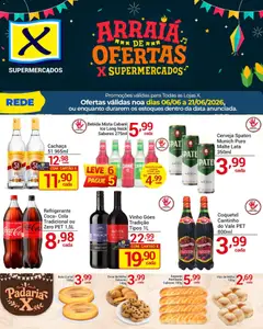 Pré-Visualização do folheto "X Supermercados ofertas Arraiá" da loja X Supermercados válido a partir de 06/06/2026