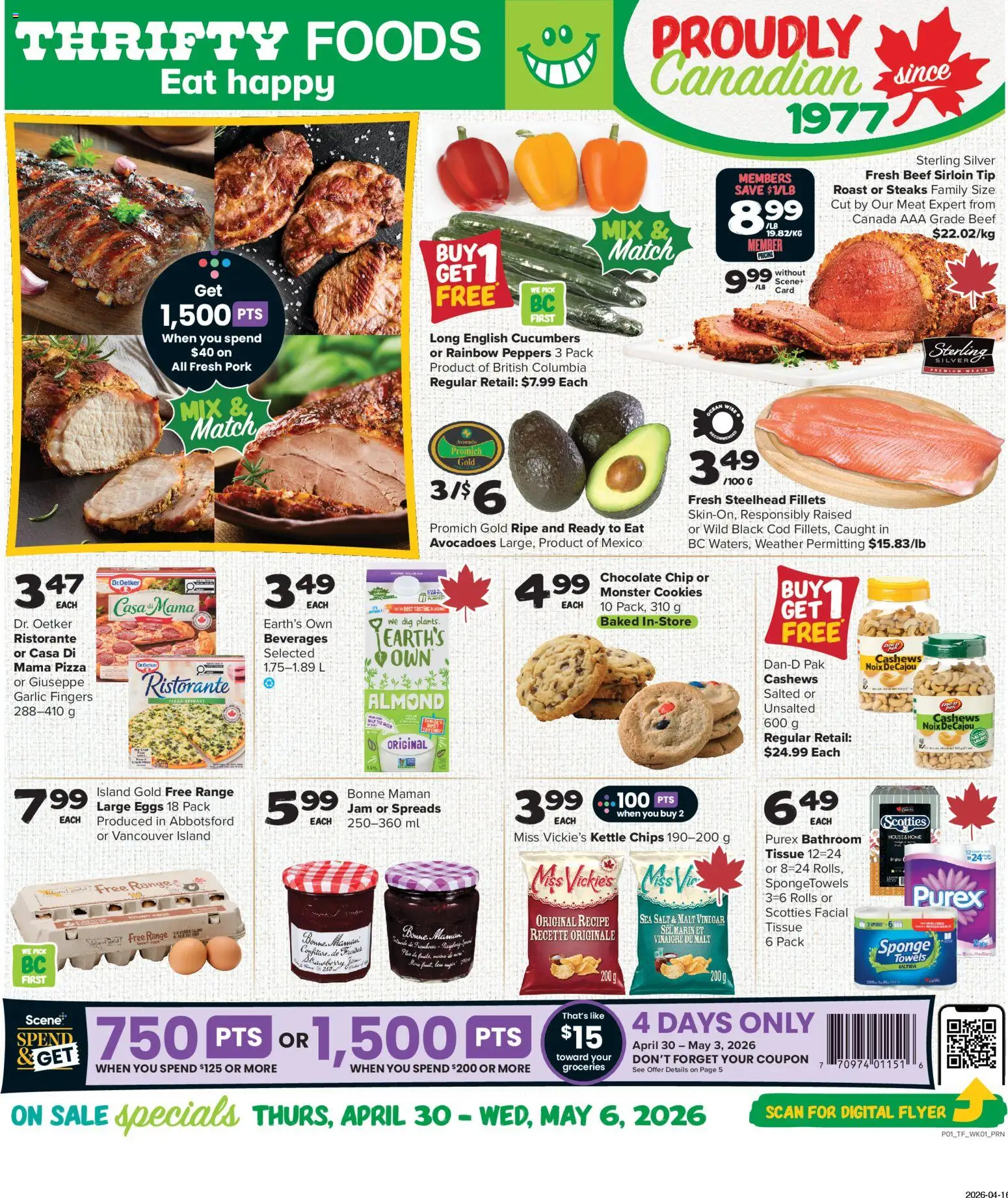 Preview of leaflet Thrifty Foods weekly flyer / circulaire from shop Thrifty Foods is valid from Apr 30, 2026