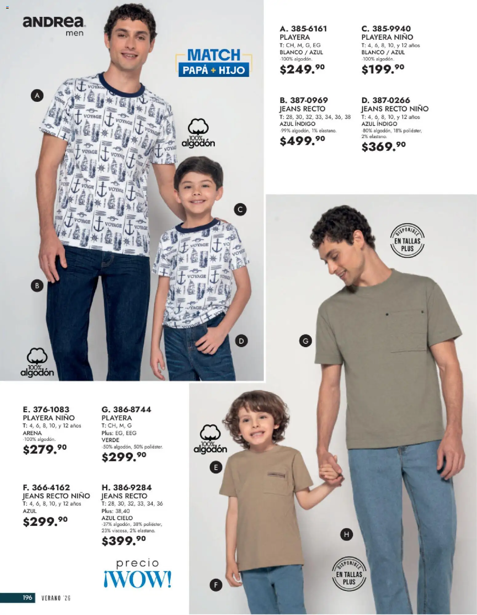 Vista previa las ofertas de la tienda Andrea - Andrea catálogo Vestir Caballero desde el 24/05/2026 - Papa, Playera, Algodón