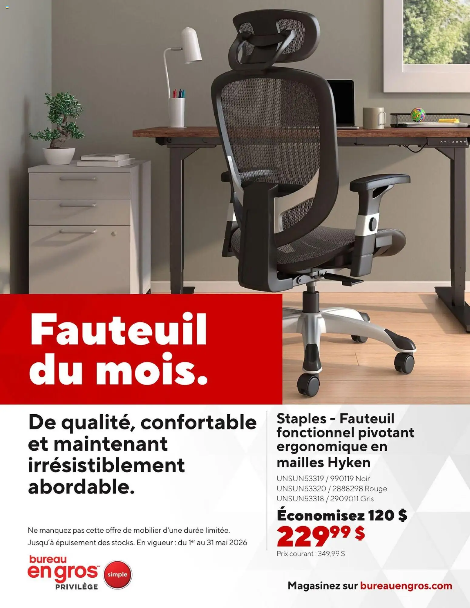 Preview of leaflet Staples circulaire - Fauteuil du mois from shop Staples is valid from May 04, 2026