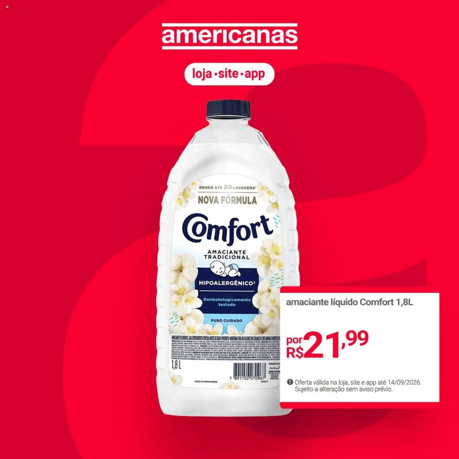 Pré-Visualização do folheto "Lojas Americanas - Ofertas atuais" da loja Lojas Americanas válido a partir de 09/09/2026 - Amaciante