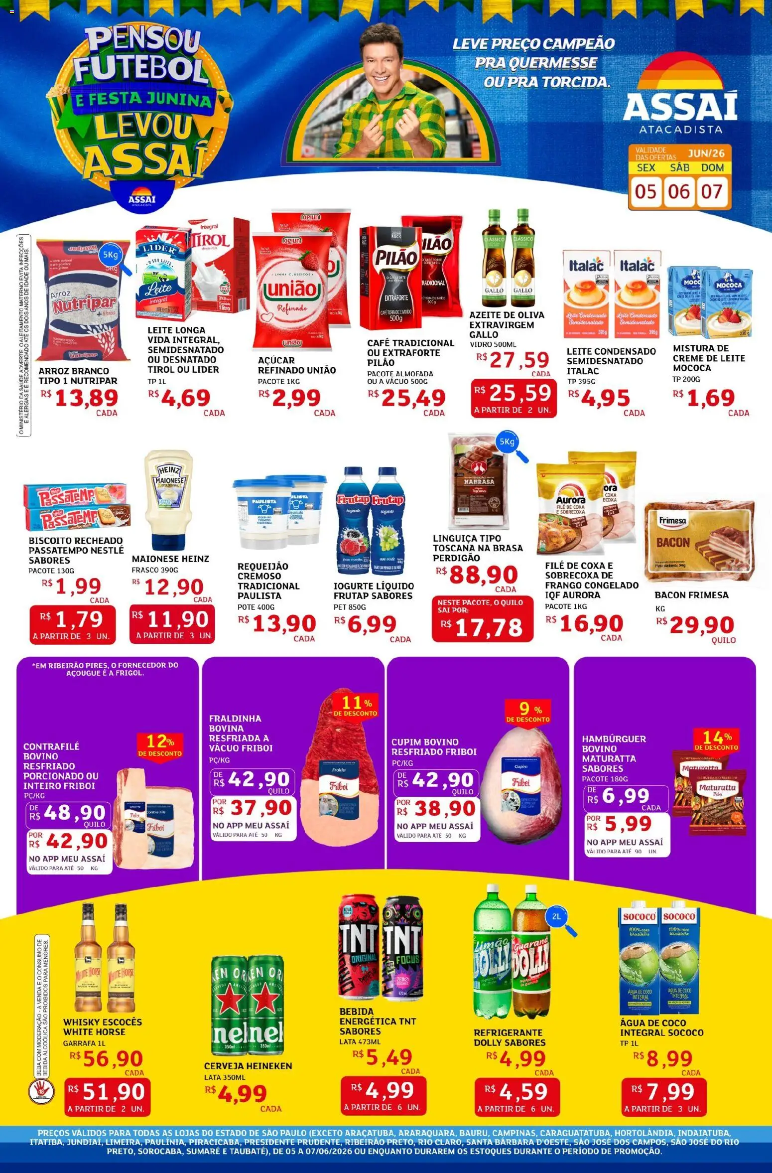 Pré-Visualização do folheto "Assaí Atacadista ofertas - SP" da loja Assaí Atacadista válido a partir de 05/06/2026 - Heineken, Água, Cerveja Heineken, Frango, Azeite, Açúcar, Maionese, Biscoito recheado