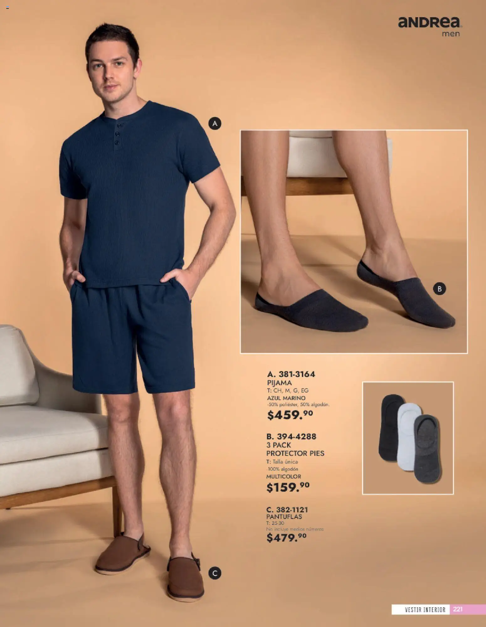 Vista previa las ofertas de la tienda Andrea - Andrea catálogo Vestir Caballero desde el 24/05/2026 - Pijama, Pantuflas, Algodón
