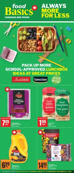 Preview of leaflet Food Basics - Back To School Digital Specialty Flyer from shop Food Basics is valid from Aug 27, 2026