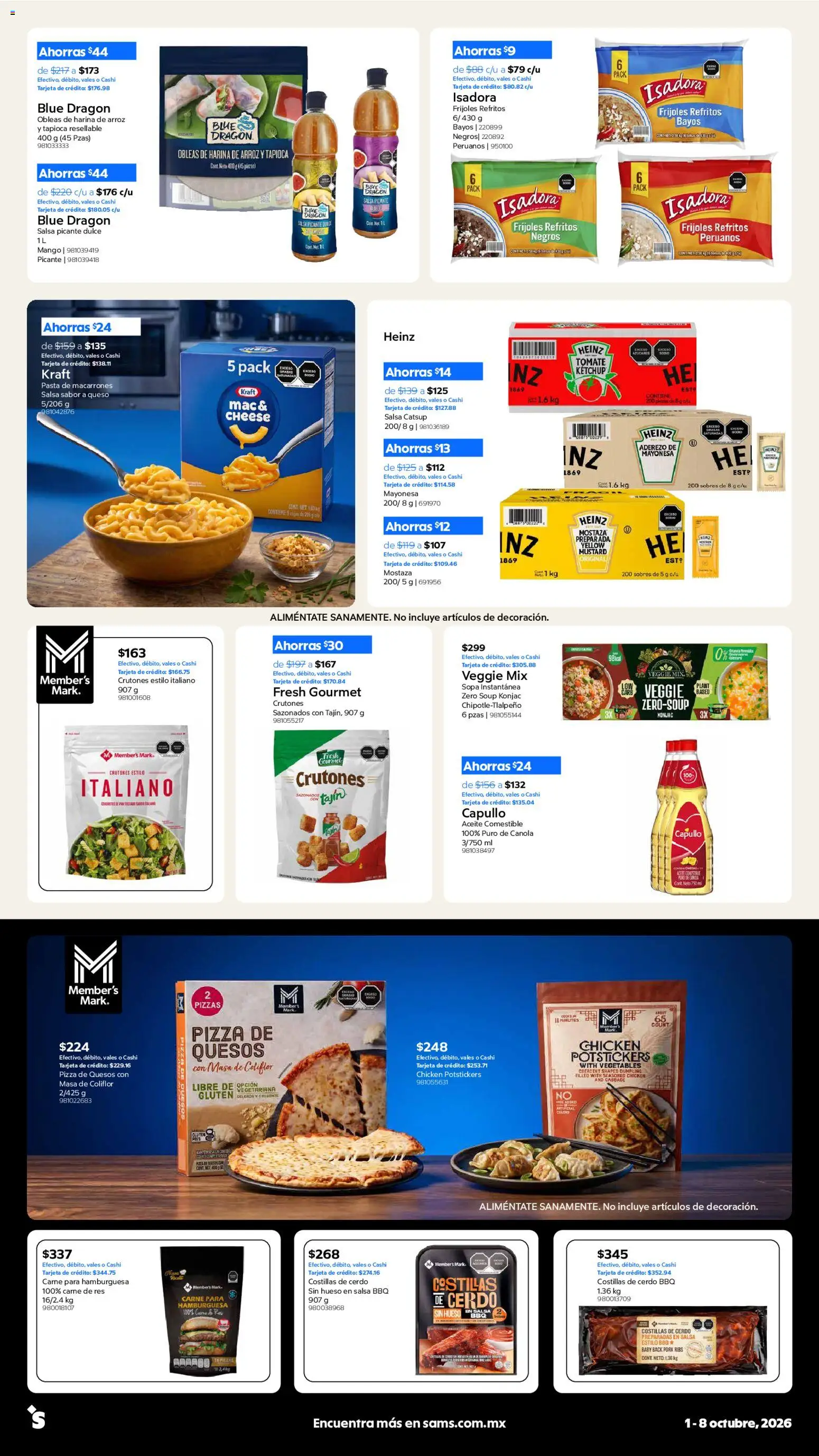 Vista previa las ofertas de la tienda Sam's Club - Sam's Club catálogo desde el 01/10/2026 - Pizza, Mango, Frijoles, Mayonesa, Sopa, Coliflor, Mostaza, Aderezo