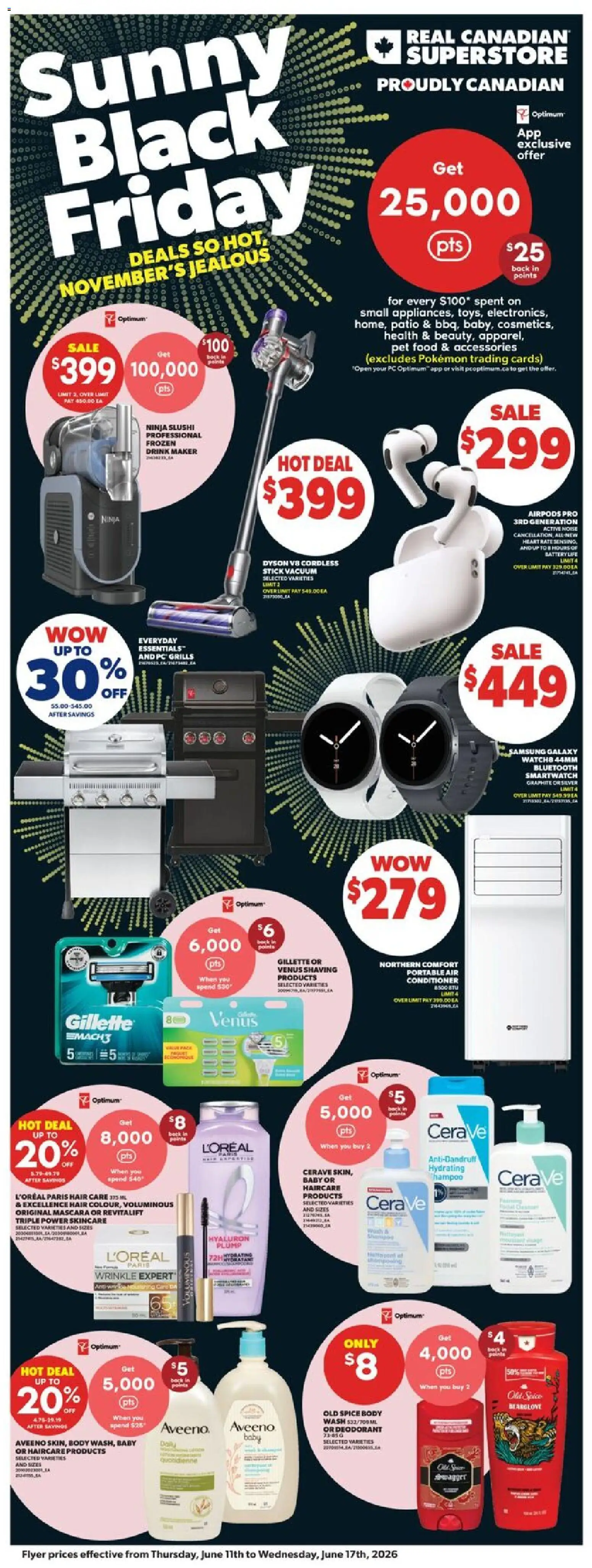 Preview of leaflet Real Canadian Superstore flyer / circulaire from shop Real Canadian Superstore is valid from Jun 11, 2026 - Food, PC, Shampoo, Deodorant, Mascara, Smartwatch, Conditioner
