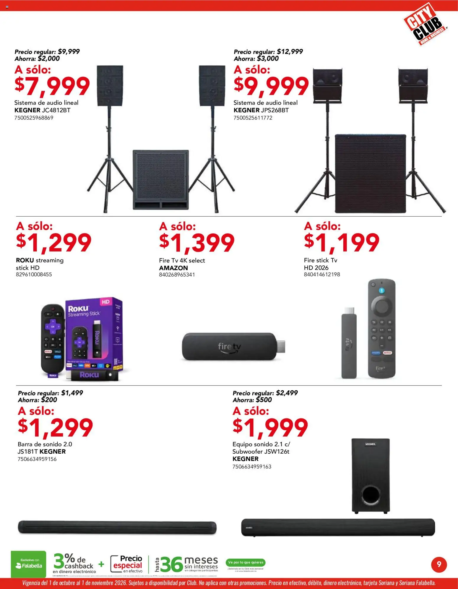 Vista previa las ofertas de la tienda City Club - City Club catálogo desde el 01/10/2026 - Barra de sonido, Audio, Barra