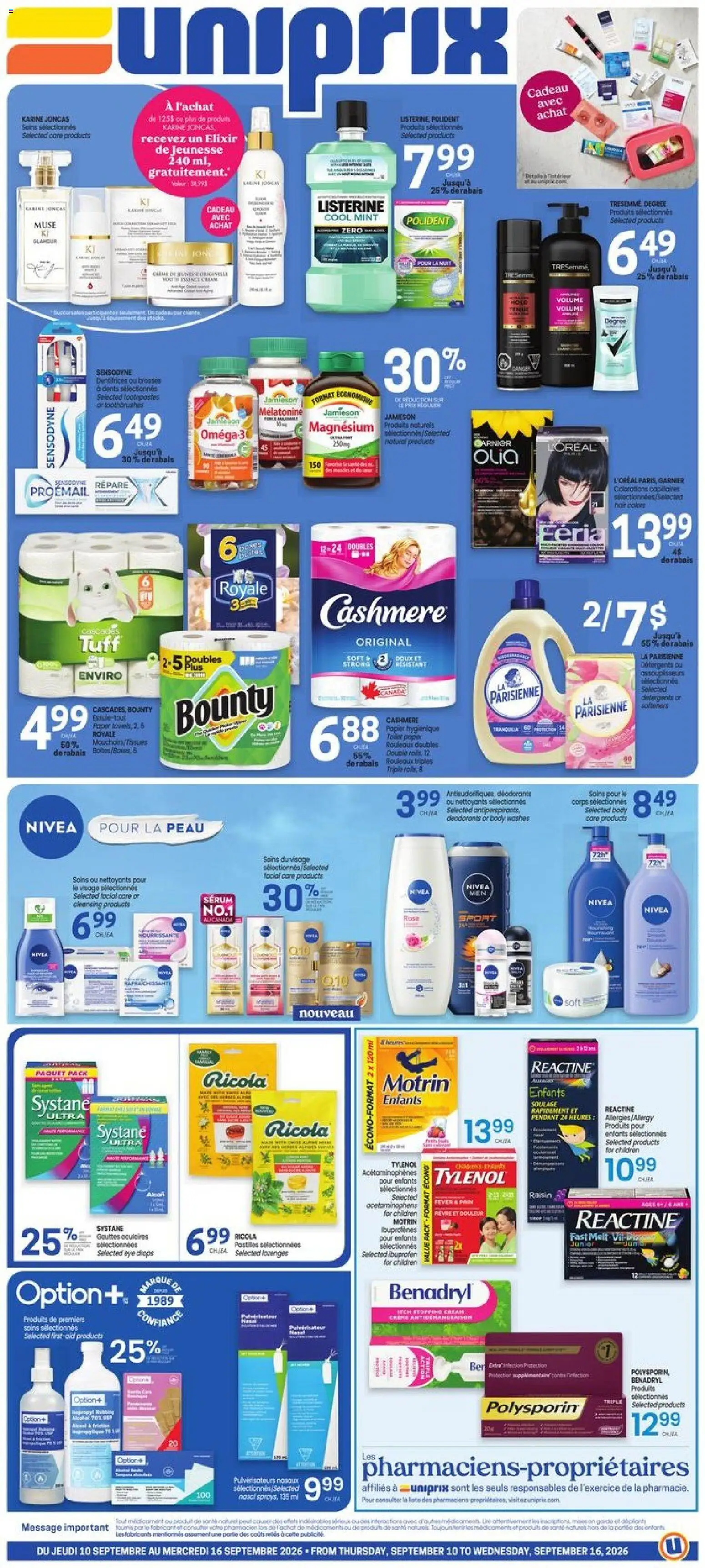 Preview of leaflet Uniprix weekly flyer / circulaire from shop Uniprix is valid from Sep 10, 2026