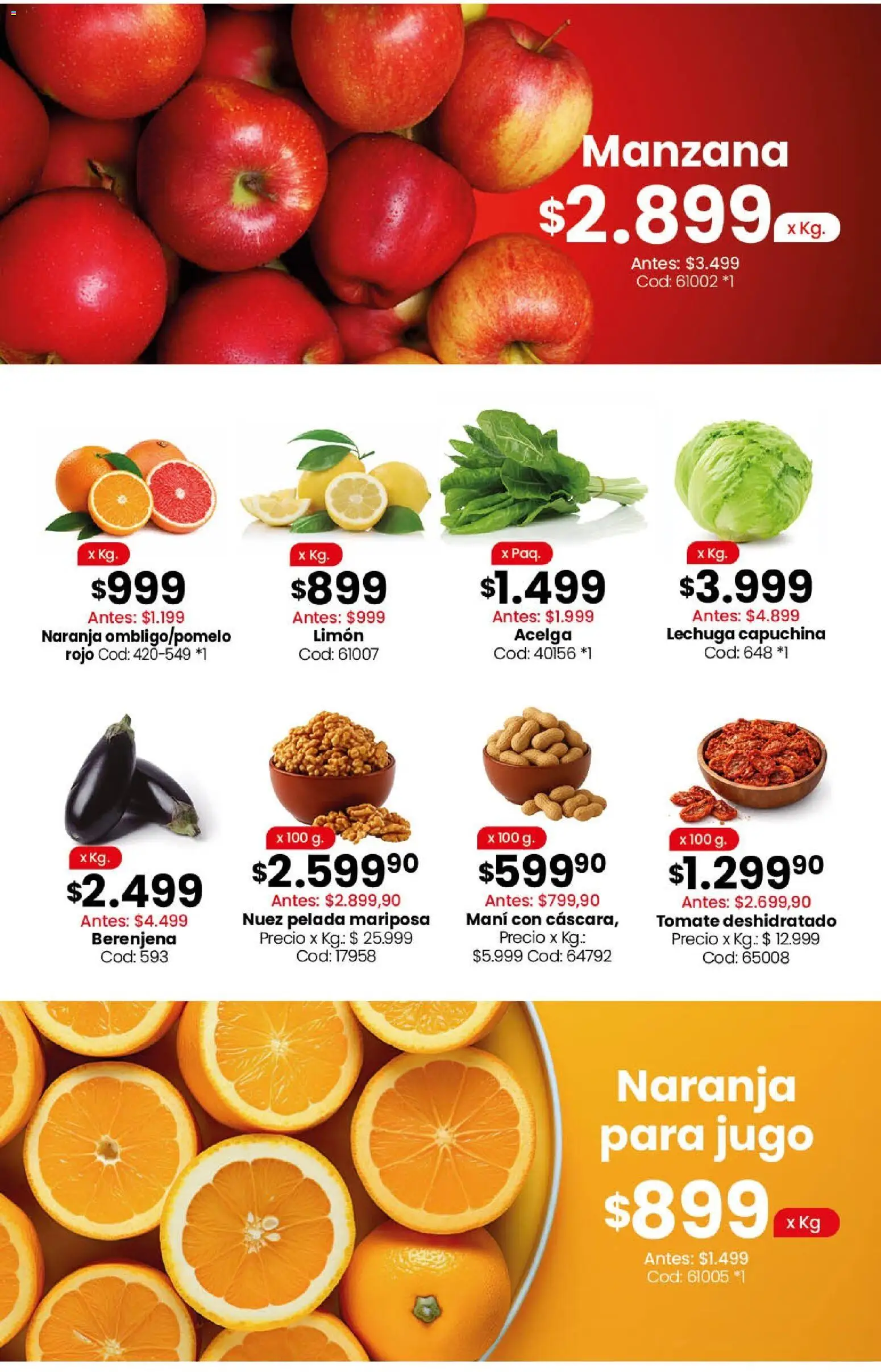 Vista previa del folleto de la tienda Coto válido desde el 17/08/2026 - Manzana, Tomate, Limón, Berenjena, Acelga, Mani, Nuez, Jugo