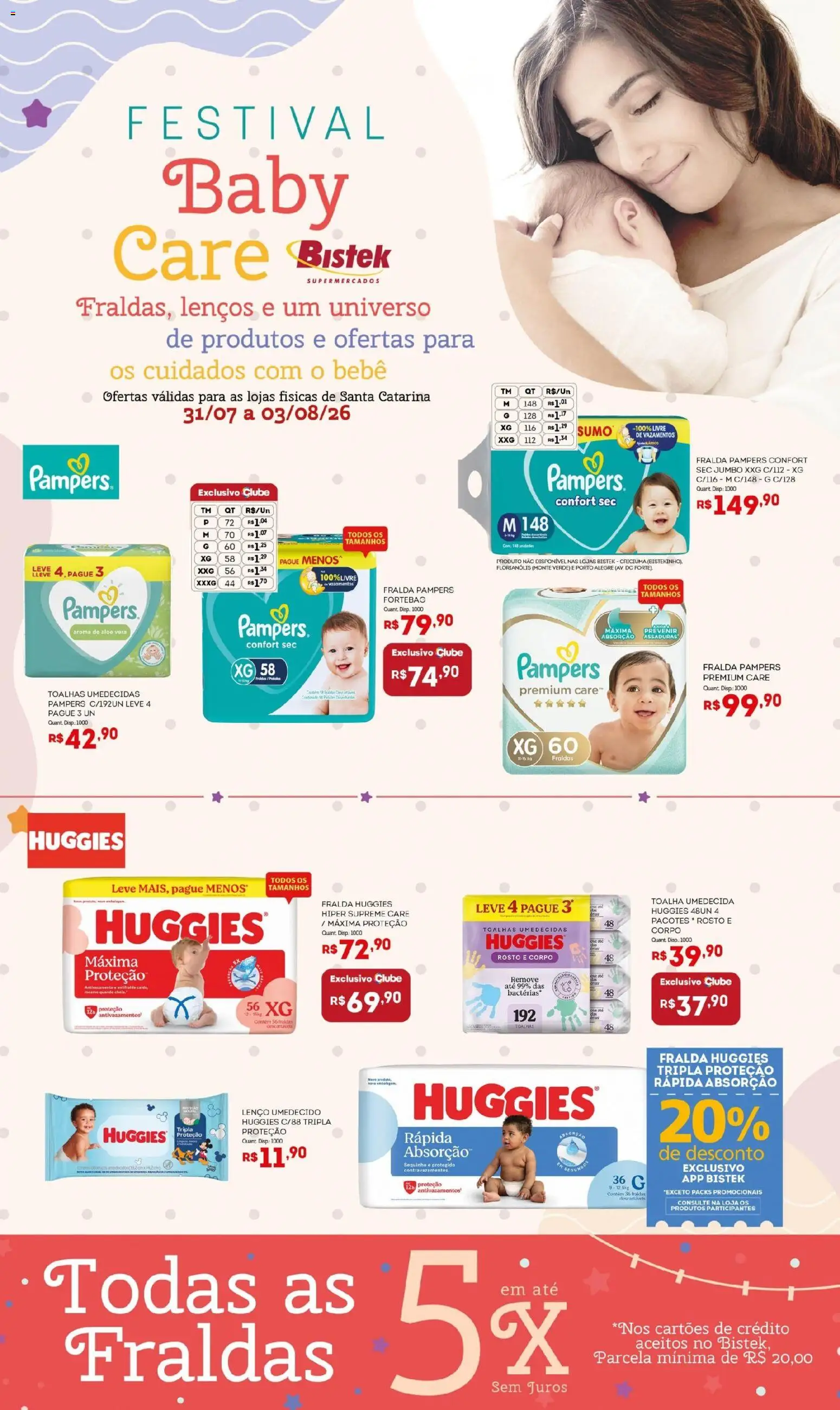 Pré-Visualização do folheto "Bistek Supermercados ofertas Festival Baby Care" da loja Bistek Supermercados válido a partir de 31/07/2026