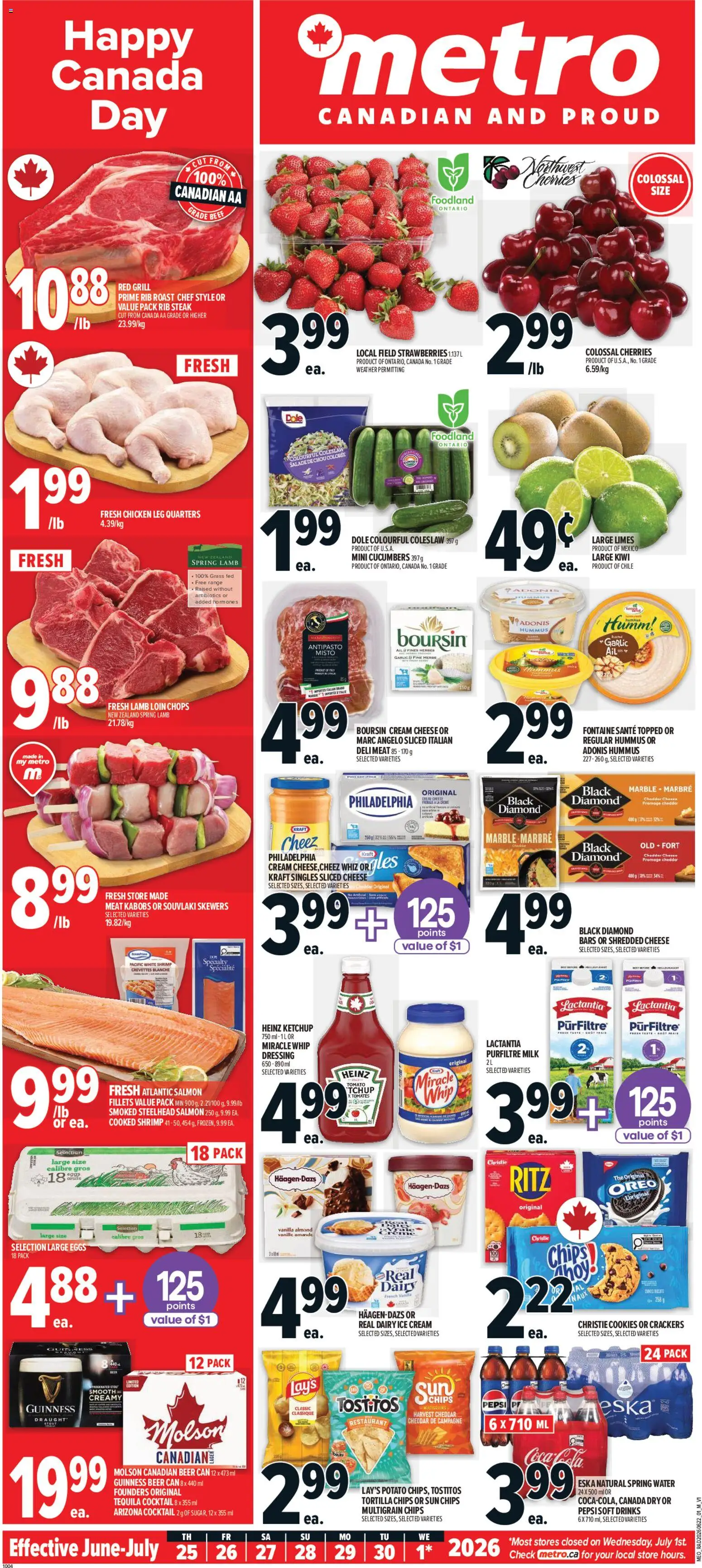 Preview of leaflet Metro weekly flyer - Alma from shop Metro is valid from Jun 25, 2026 - Ice cream, Water, Eggs, Kiwi, Shrimp, Cucumbers, Oreo, Ketchup