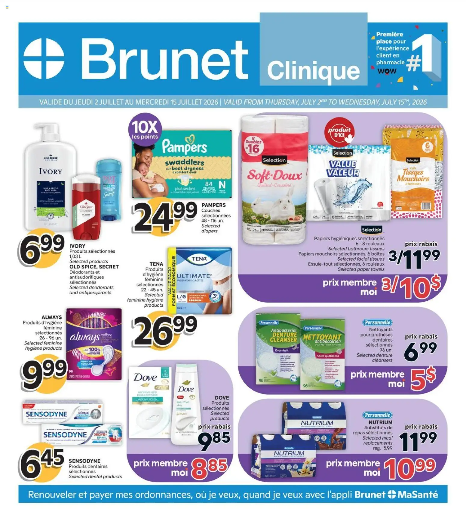 Preview of leaflet Brunet flyer - Clinique from shop Brunet is valid from Jul 02, 2026 - Diapers, Underwear, Paper towels, Towels, Body wash, Tissues