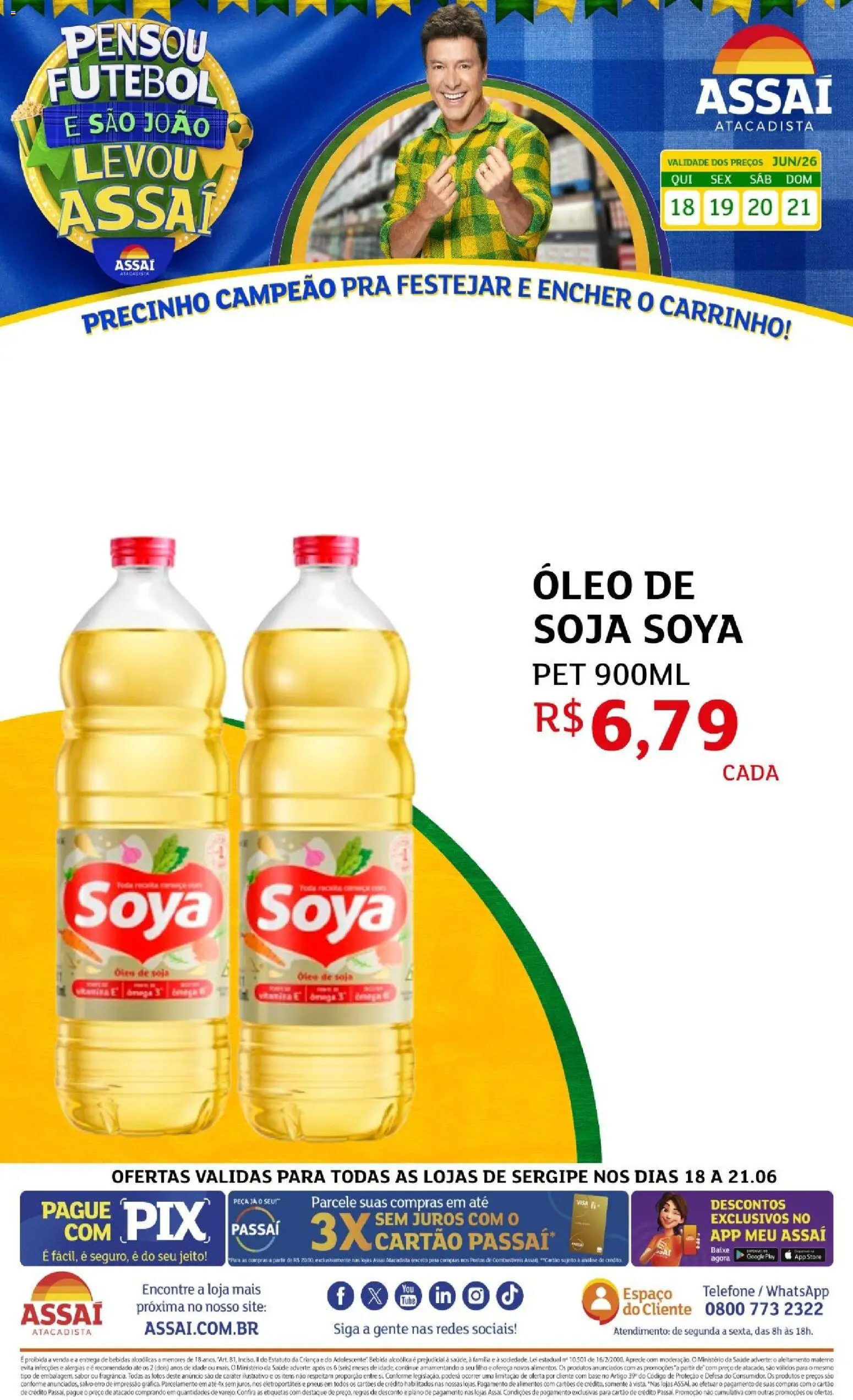 Pré-Visualização do folheto "Assaí Atacadista ofertas - SE" da loja Assaí Atacadista válido a partir de 18/06/2026