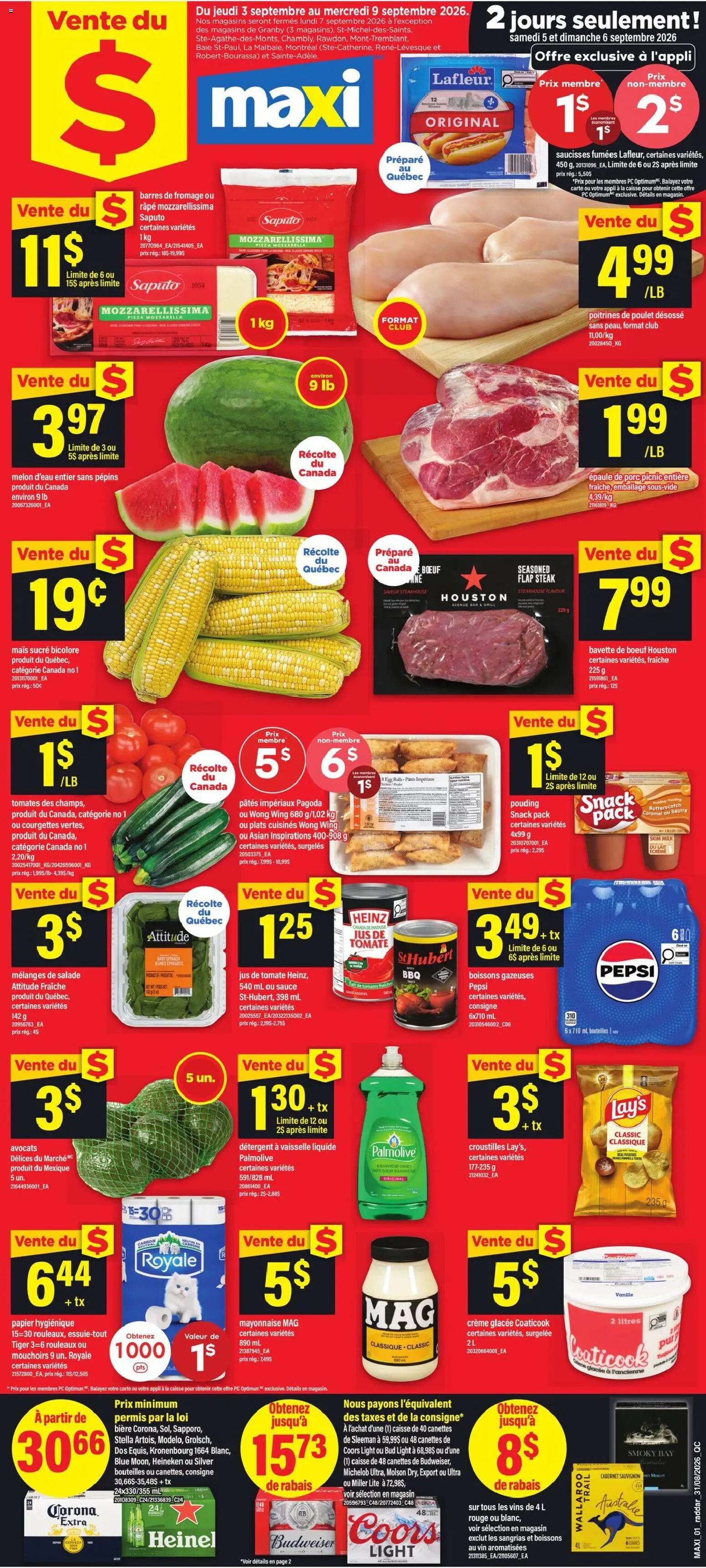 Preview of leaflet Maxi weekly flyer / circulaire from shop Maxi is valid from Sep 03, 2026