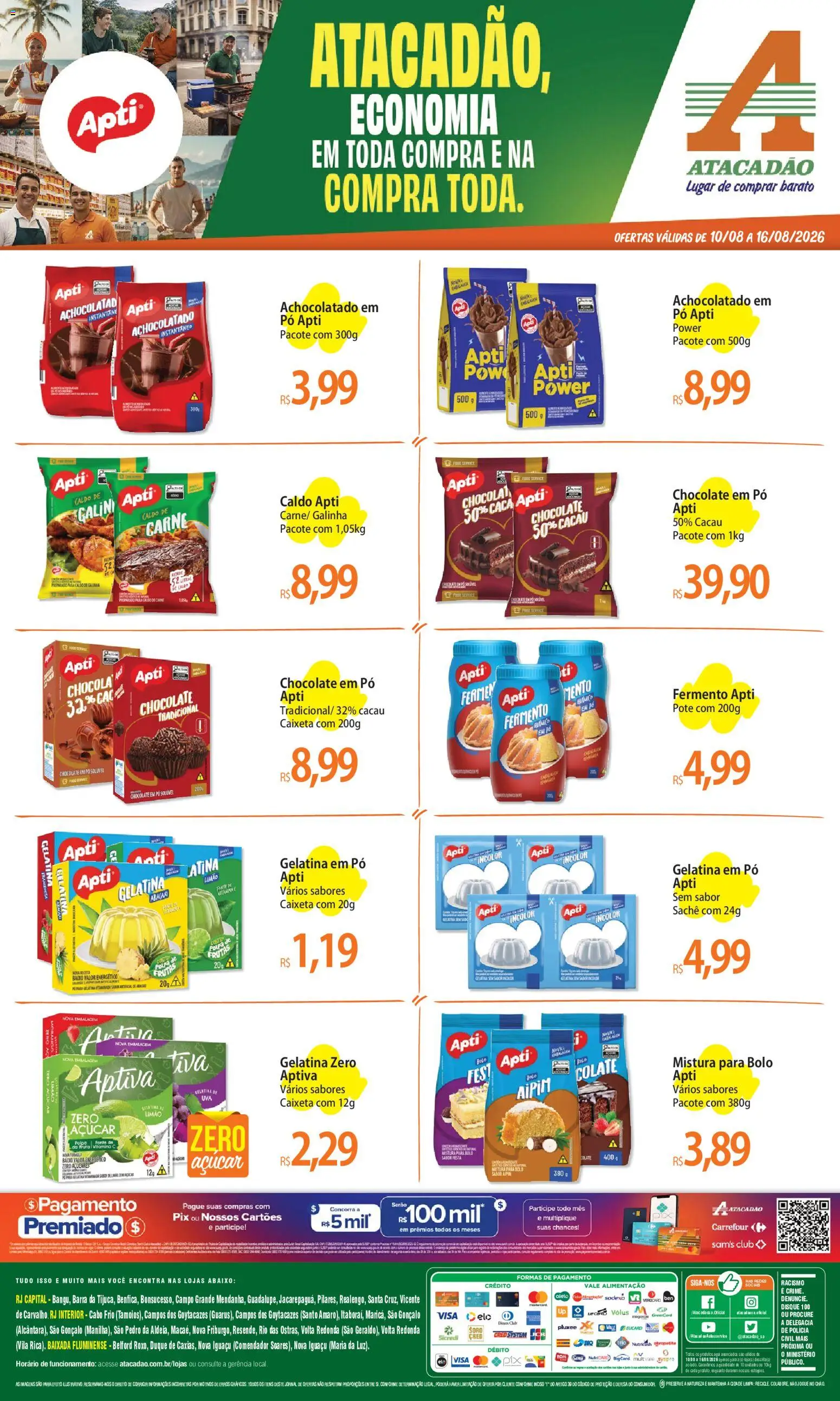Pré-Visualização do folheto "Atacadão ofertas - RJ" da loja Atacadão válido a partir de 10/08/2026 - Bolo, Chocolate, Frutas, Carne, Açúcar, Gelatina, Pó, Cabo