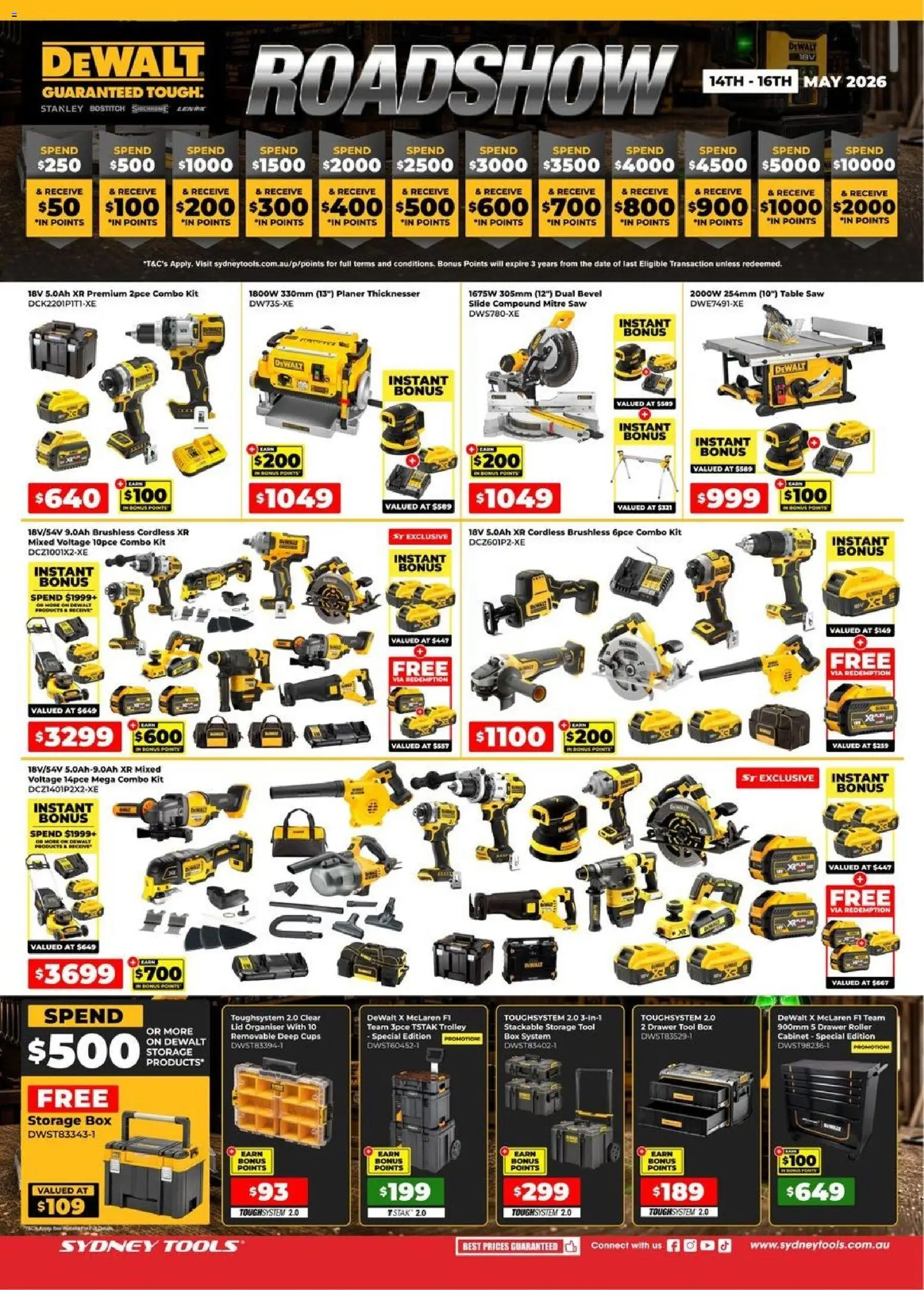 Preview of catalogue Sydney Tools catalogue from shop Sydney Tools valid 14/05/2026 - Cabinet, Table, Cups, Saw, Trolley, Date, Storage box, Tools
