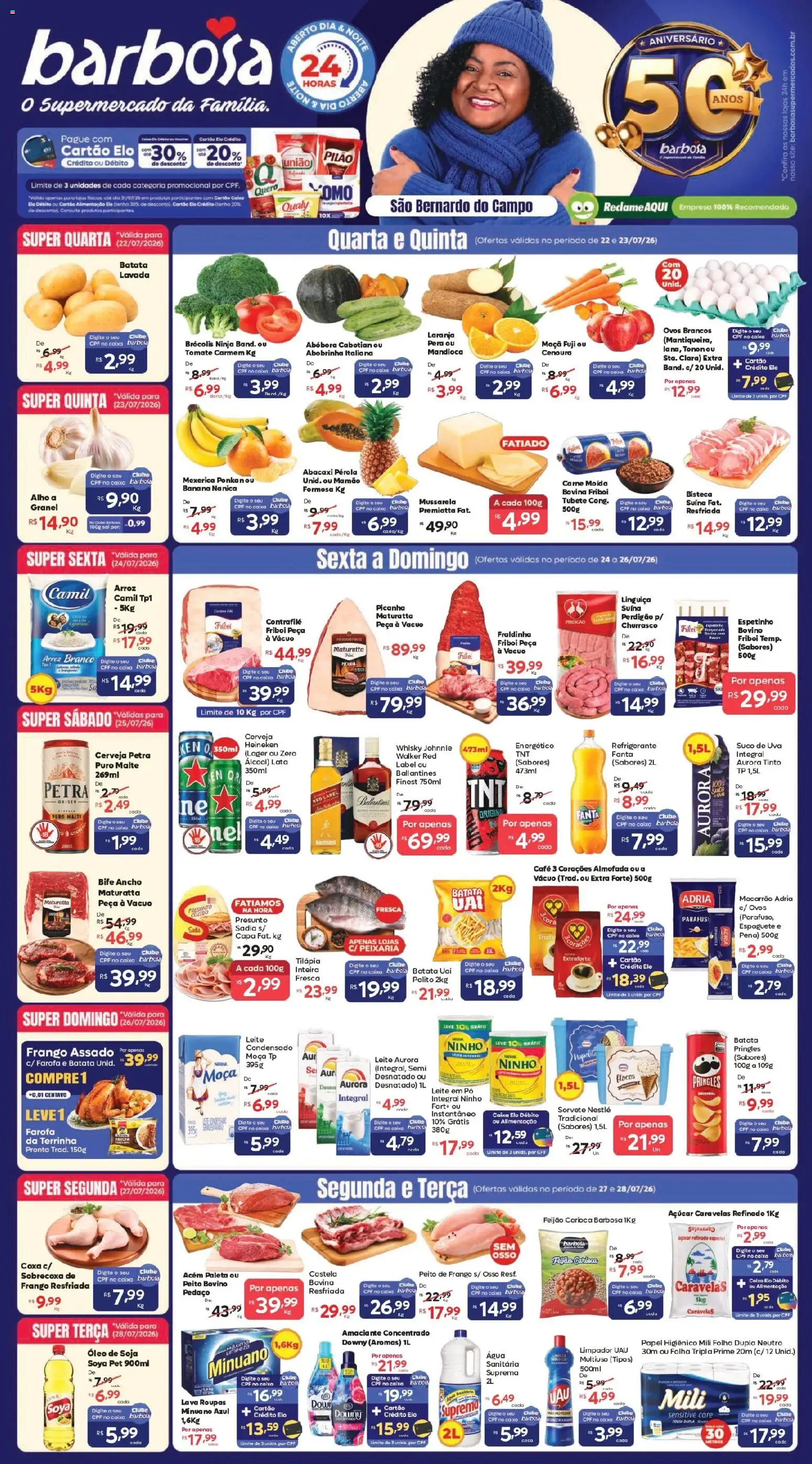 Pré-Visualização do folheto "Barbosa Supermercados ofertas São Bernardo do Campo" da loja Barbosa Supermercados válido a partir de 22/07/2026