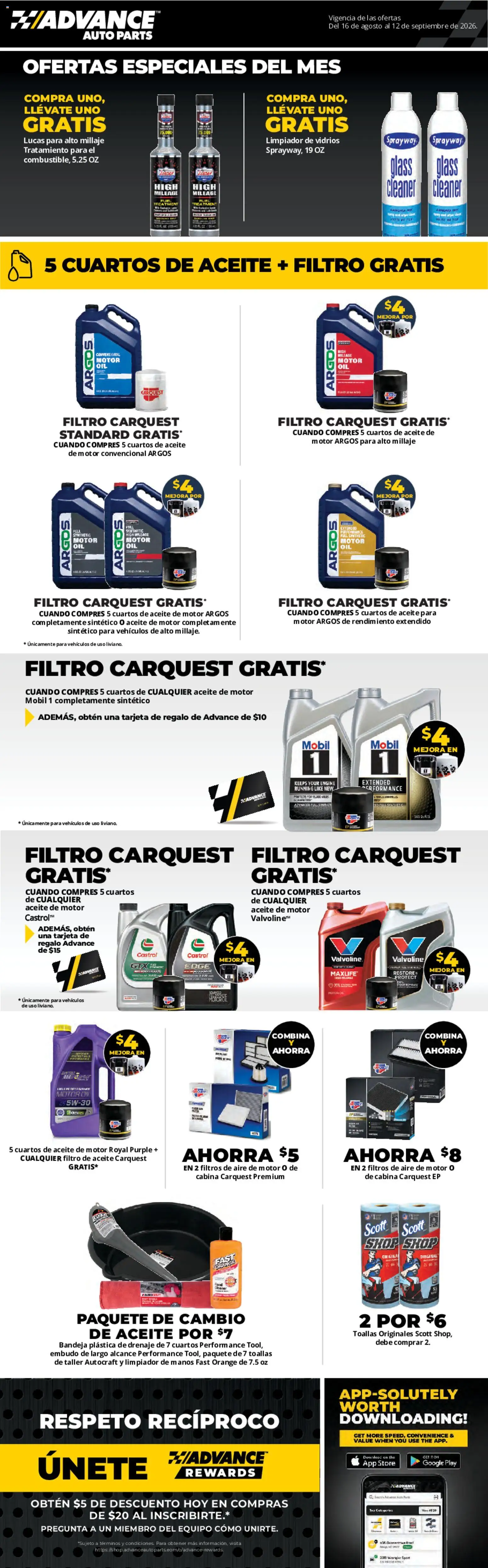 Ad Preview of Advance Auto Parts Advance Auto Parts Weekly Ad - Spanish from 08/16/2026