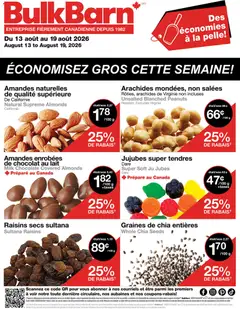 Un aperçu du dépliant Bulk Barn weekly flyer / circulaire du magasin Bulk Barn est valide à partir 13 août 2026
