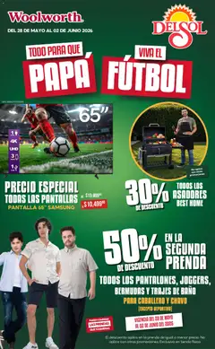 Vista previa las ofertas de la tienda Del Sol y Woolworth - Del Sol y Woolworth catálogo Todo para que Papá viva el fútbol desde el 28/05/2026 
