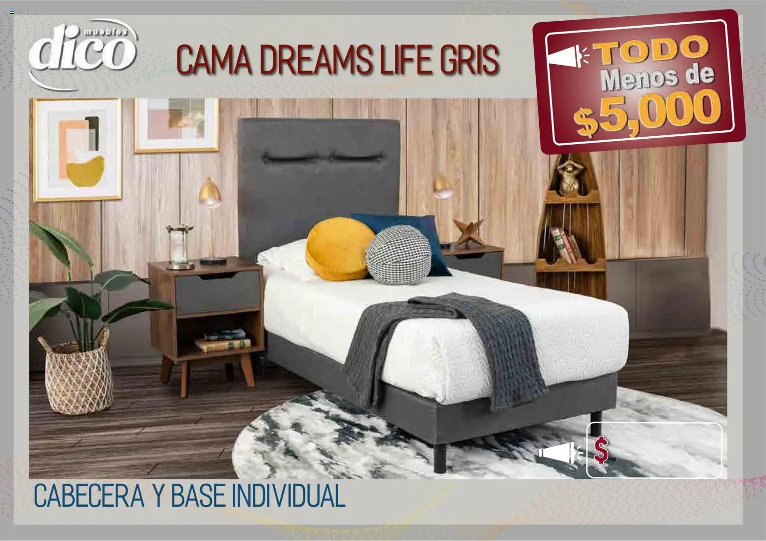 Vista previa las ofertas de la tienda Muebles Dico - Muebles Dico catálogo Todo menos de 5000 Pacifico desde el 09/04/2026 - Cama, Cabecera
