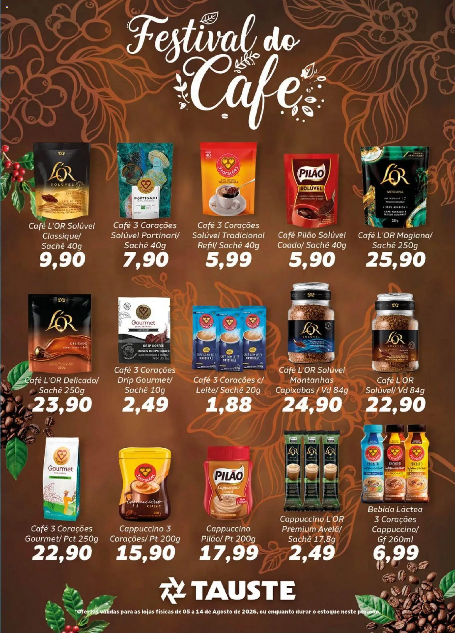 Pré-Visualização do folheto "Tauste ofertas Especial Festival do Café" da loja Tauste válido a partir de 05/08/2026 - Café, Bebida, Leite, Cappuccino, Café pilão