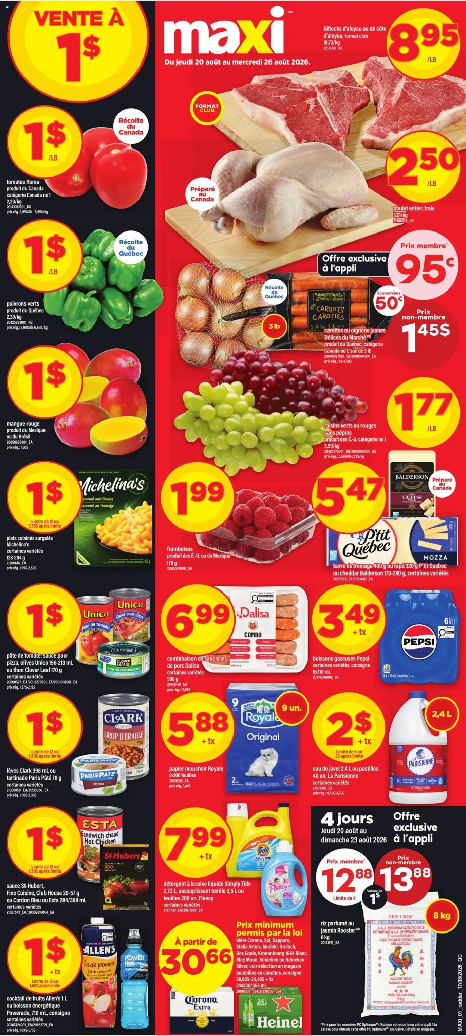 Preview of leaflet Maxi weekly flyer / circulaire from shop Maxi is valid from Aug 20, 2026