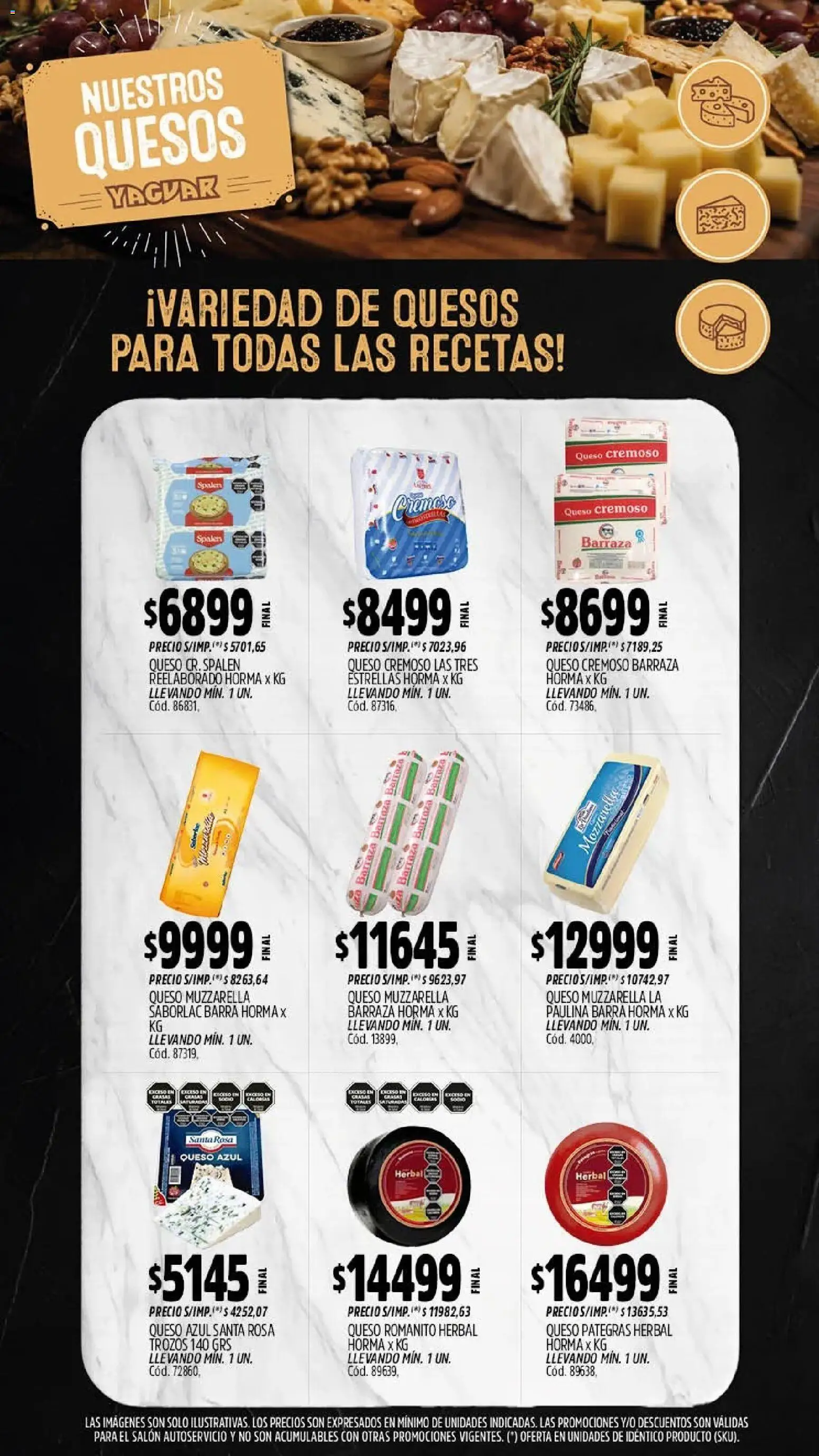 Vista previa del folleto de la tienda Yaguar válido desde el 28/09/2026 - Queso, Mozzarella, Muzzarella, Queso azul