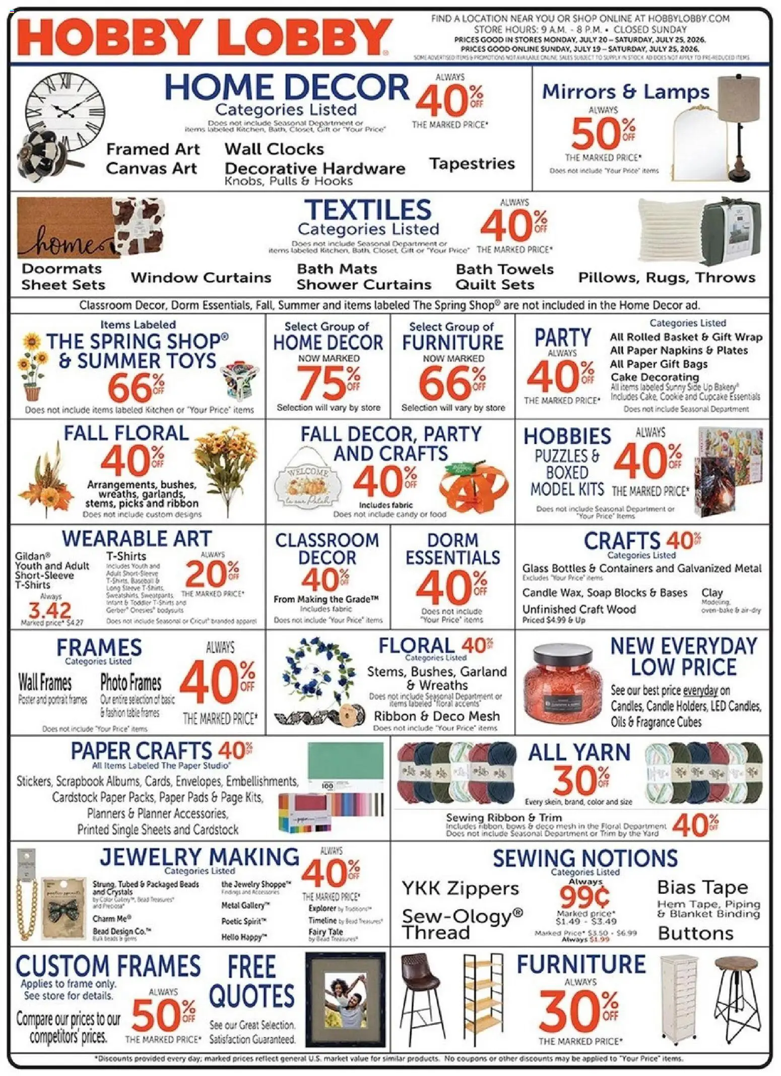 Ad Preview of Hobby Lobby Hobby Lobby Weekly Ad from 07/19/2026