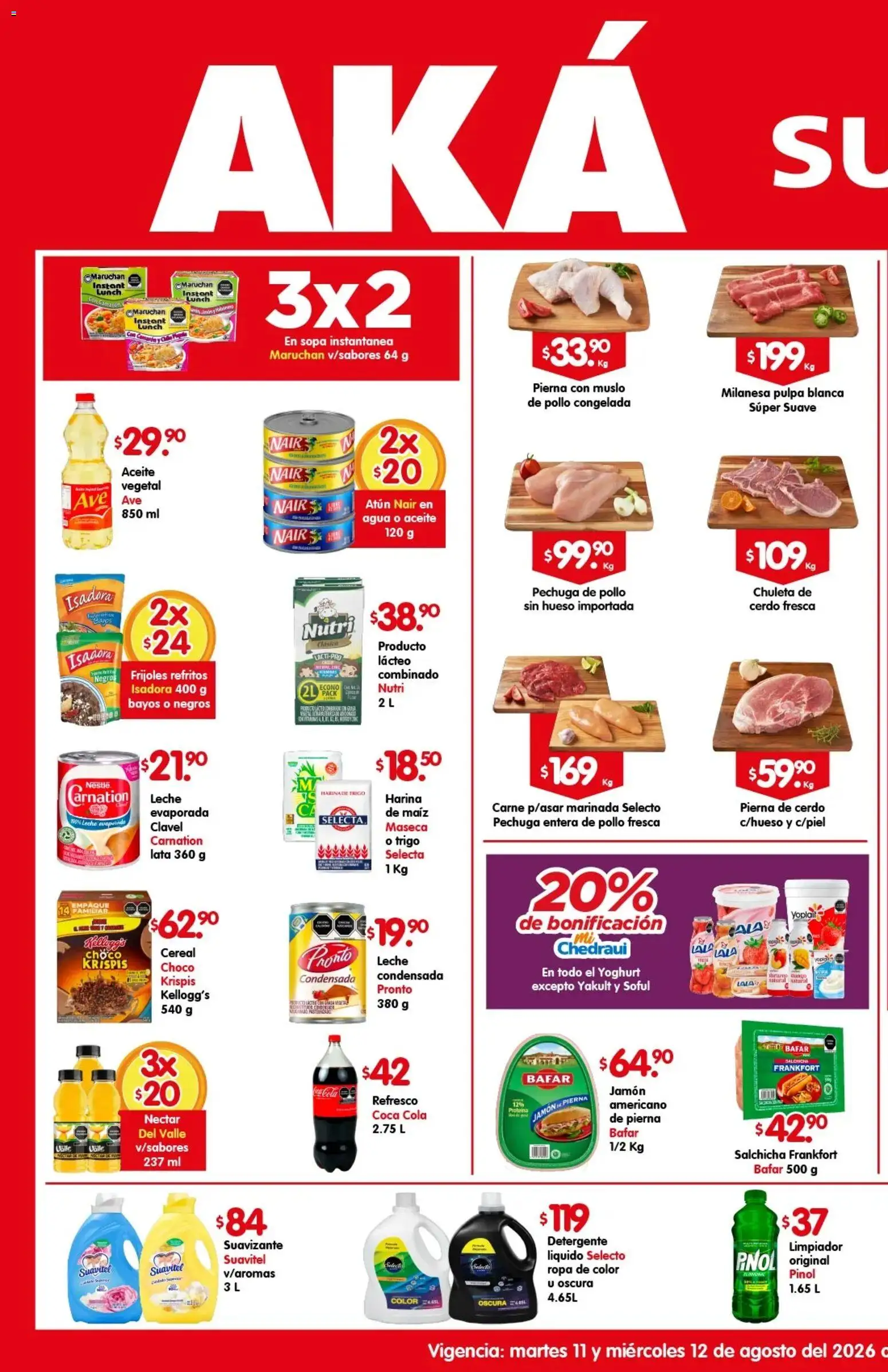 Vista previa las ofertas de la tienda Arteli - Arteli folleto Aká Superbodegas desde el 11/08/2026 - Ropa, Maíz, Aceite, Refresco, Cerdo, Sopa, Jamón, Suavizante