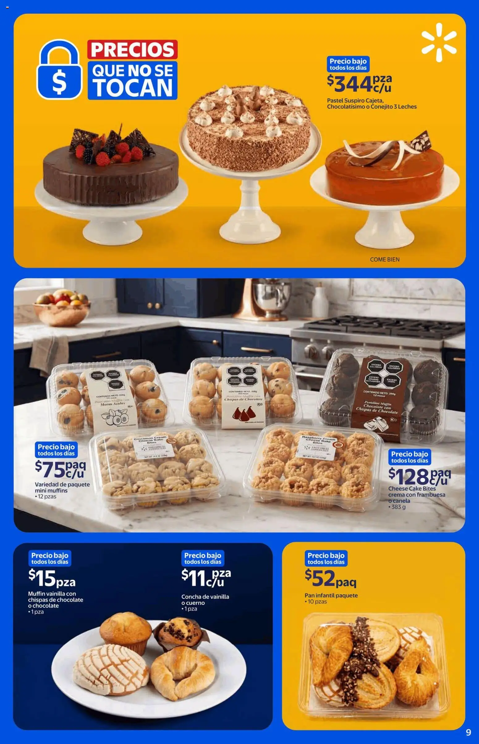 Vista previa las ofertas de la tienda Walmart - Walmart folleto Precios que no se tocan desde el 21/09/2026 - Chocolate, Pan, Pastel, Crema, Vainilla, Muffins