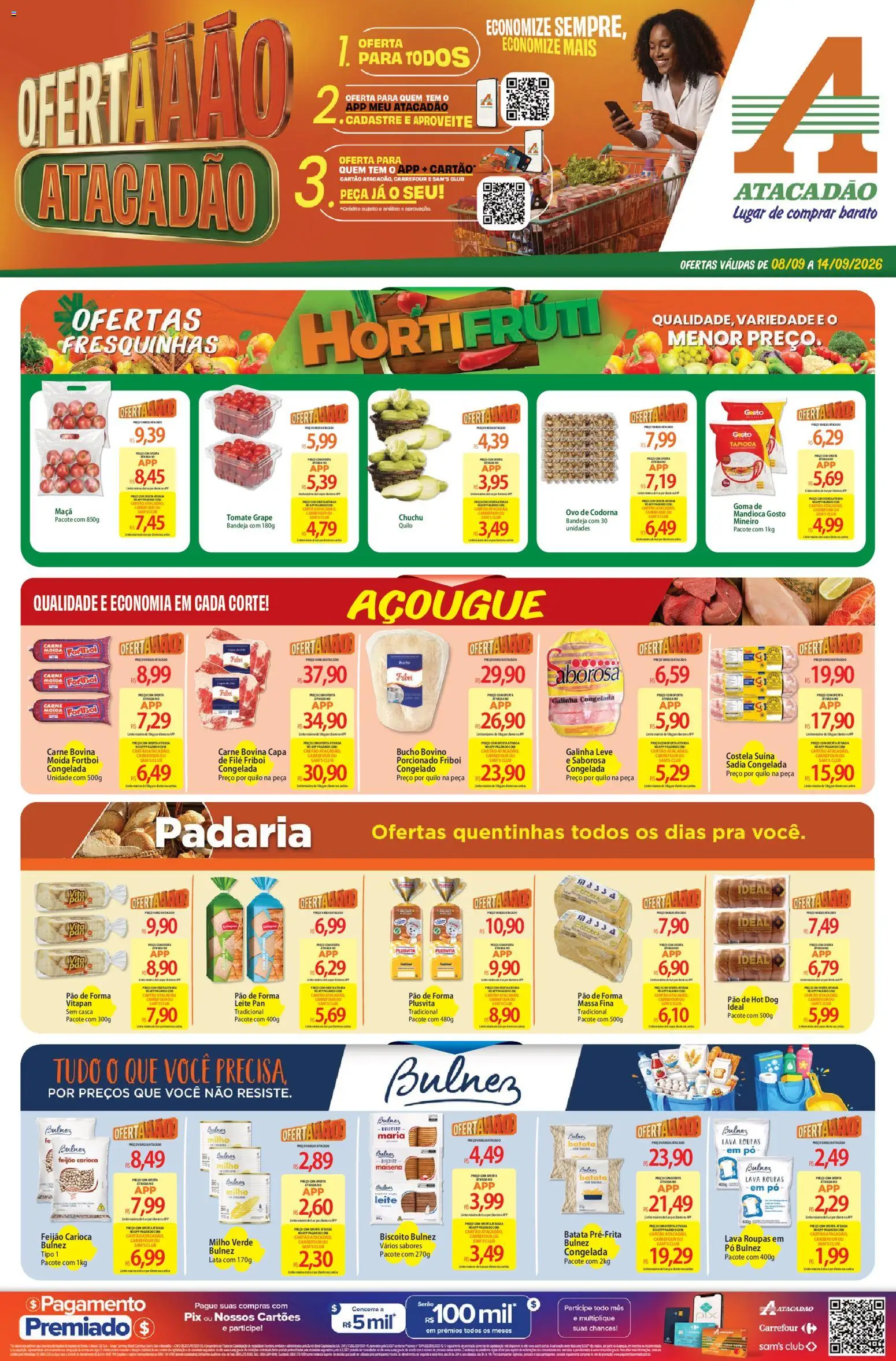 Pré-Visualização do folheto "Atacadão ofertas - PI" da loja Atacadão válido a partir de 08/09/2026 - Roupas, Feijão, Carne, Batata, Pão de forma, Bandeja, Milho verde, Carne bovina