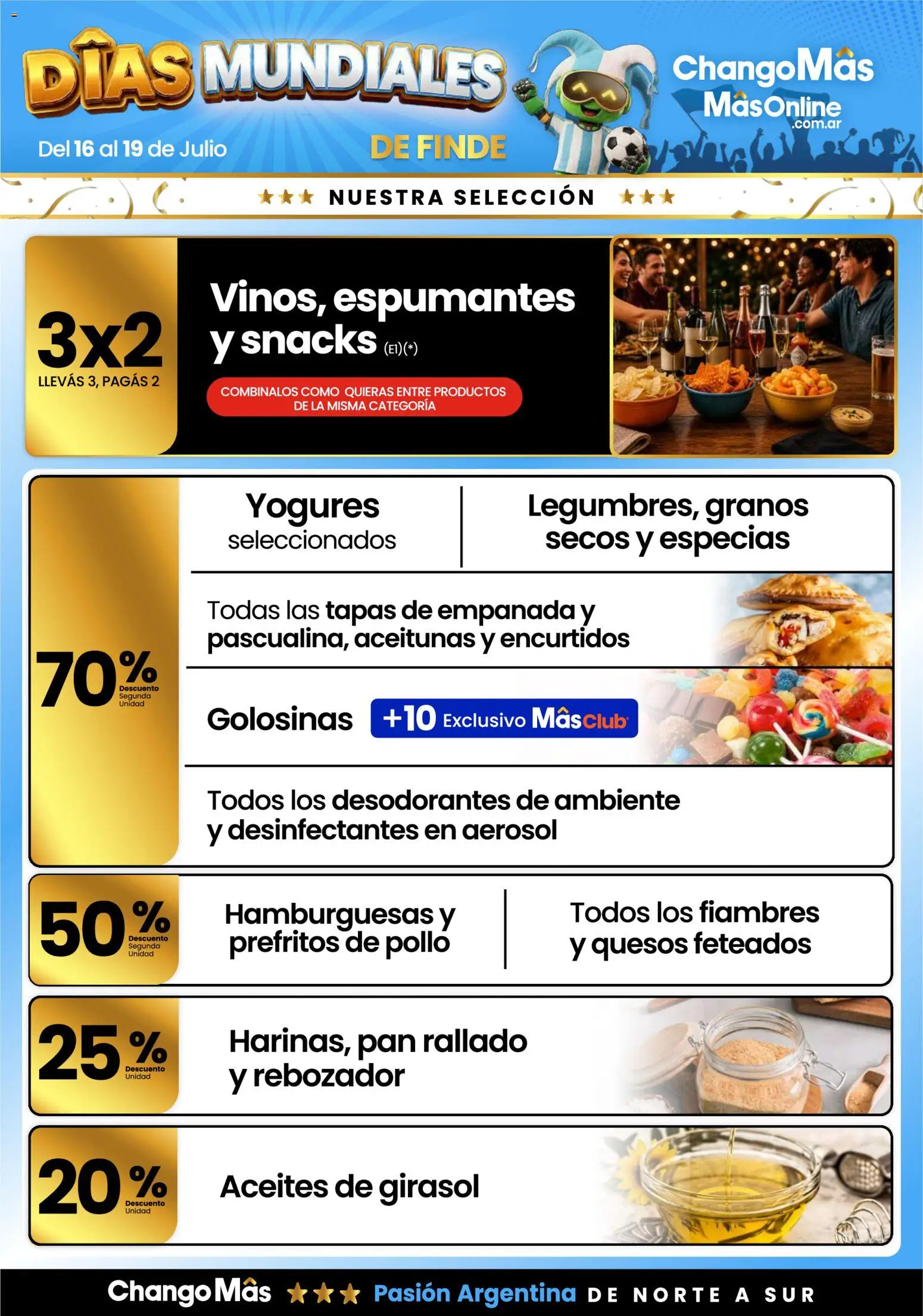 Vista previa del folleto de la tienda Changomas válido desde el 16/07/2026 - Pollo, Pan, Golosinas, Snacks, Aceitunas, Pan rallado, Especias