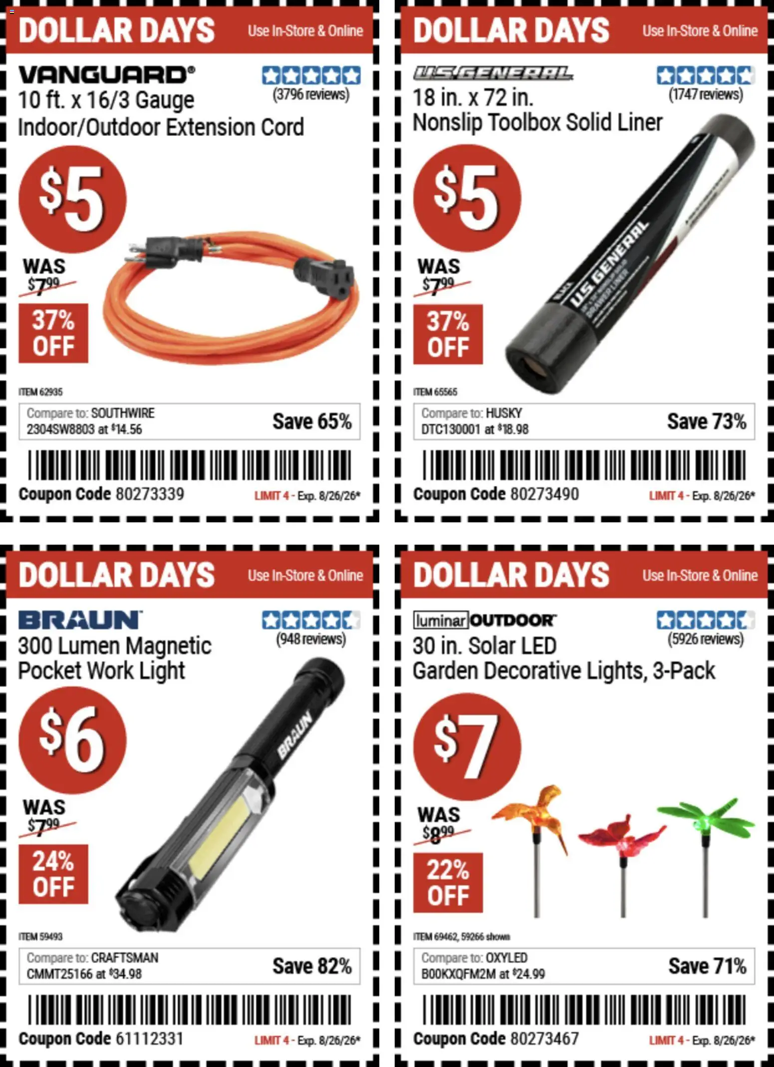 Ad Preview of Harbor Freight Harbor Freight Dollar Days from 08/13/2026