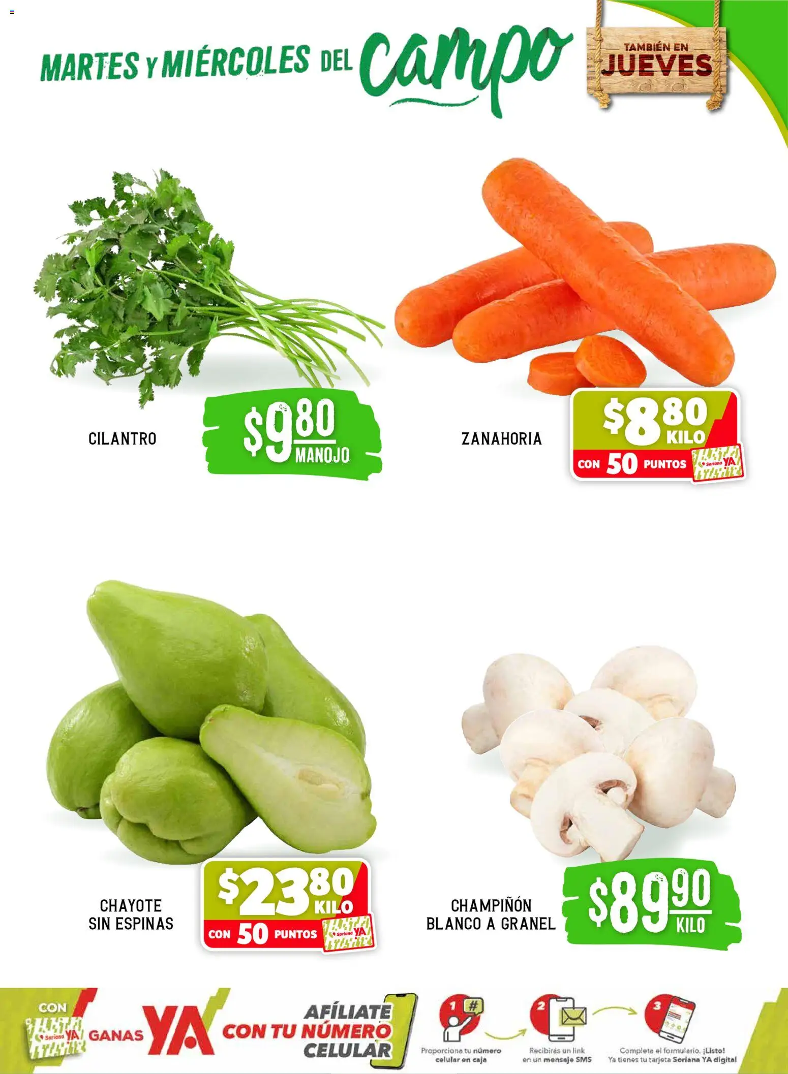 Vista previa las ofertas de la tienda Soriana - Soriana Martes y Miércoles del Campo Súper: Juárez desde el 05/05/2026 - Zanahoria, Caja