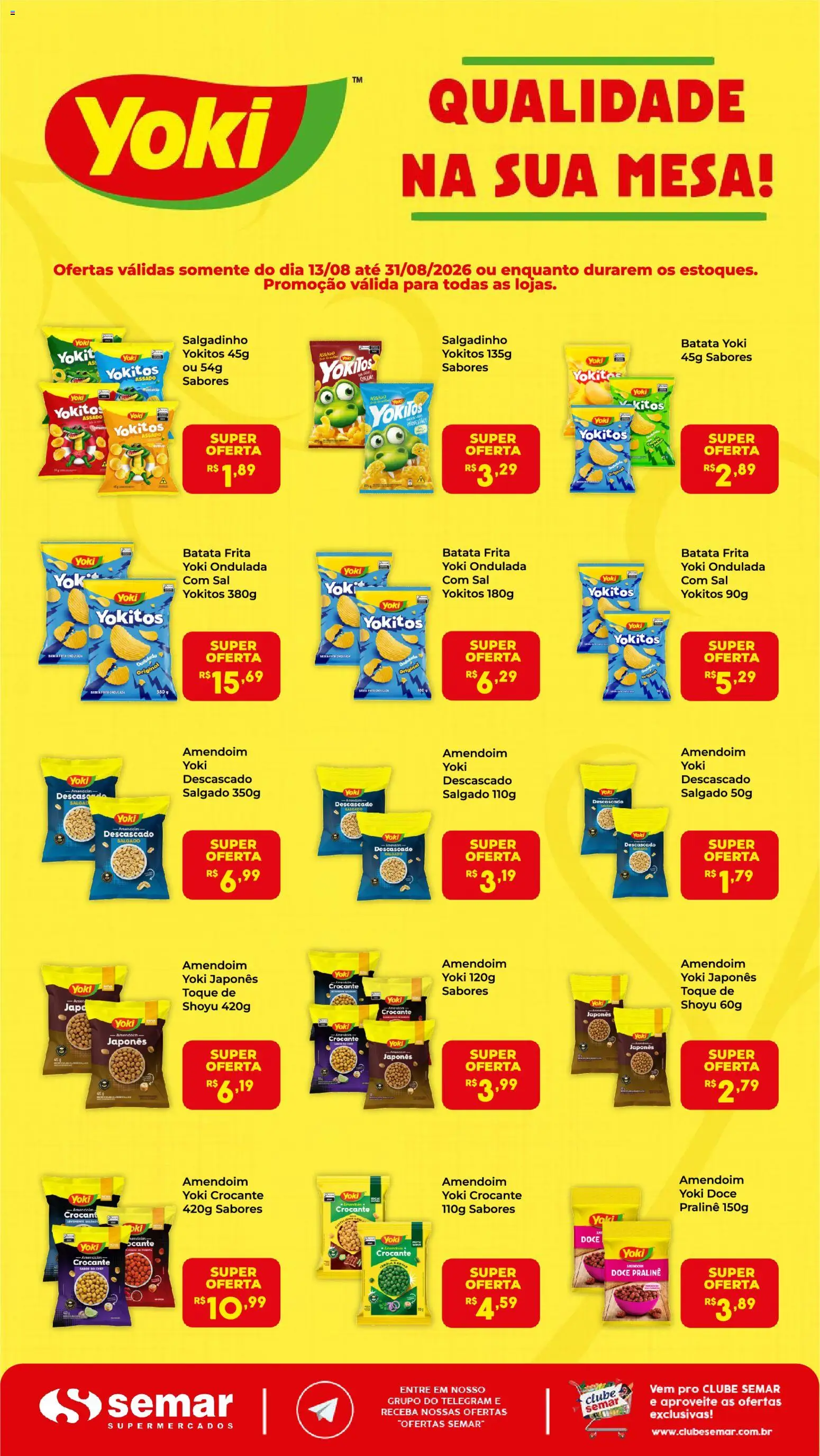 Pré-Visualização do folheto "Semar Supermercado ofertas Yoki" da loja Semar Supermercado válido a partir de 13/08/2026