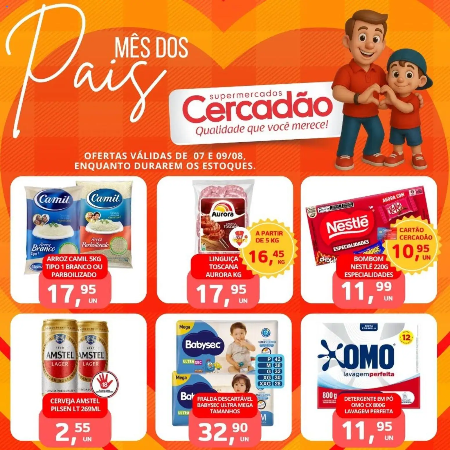 Pré-Visualização do folheto "Cercadão - Ofertas da semana" da loja Cercadão válido a partir de 07/08/2026 - Cerveja, Arroz, Detergente, Bombom, Pó, Linguiça, Especialidades