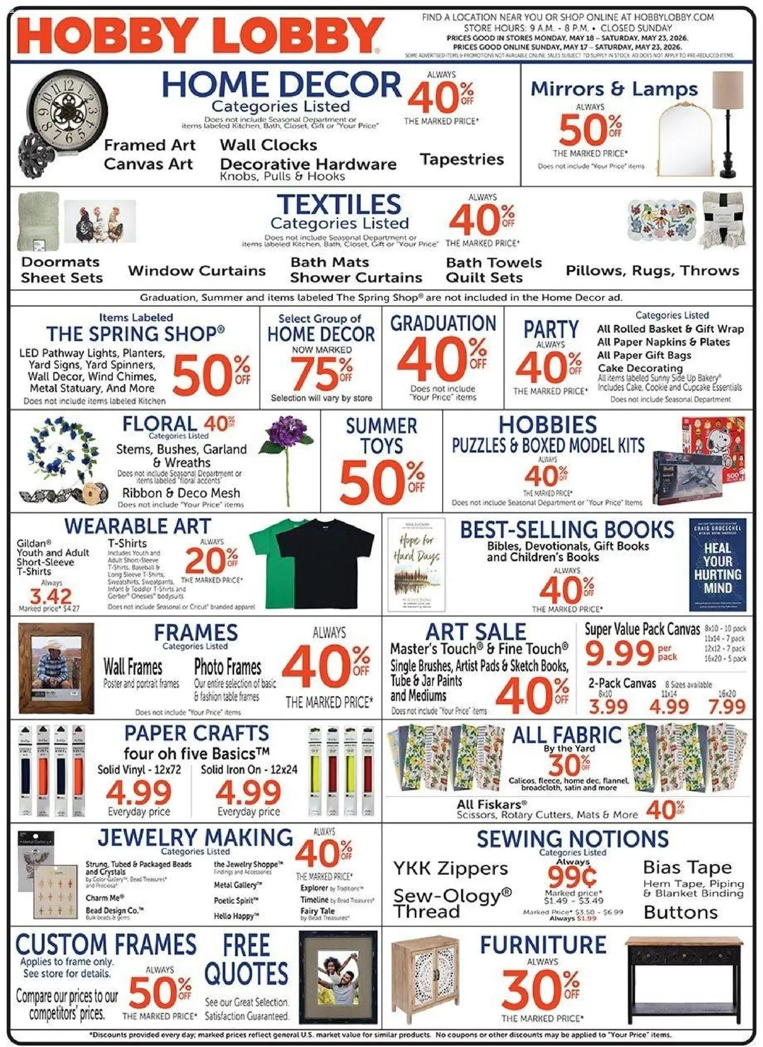 Ad Preview of Hobby Lobby Hobby Lobby Weekly Ad from 05/17/2026