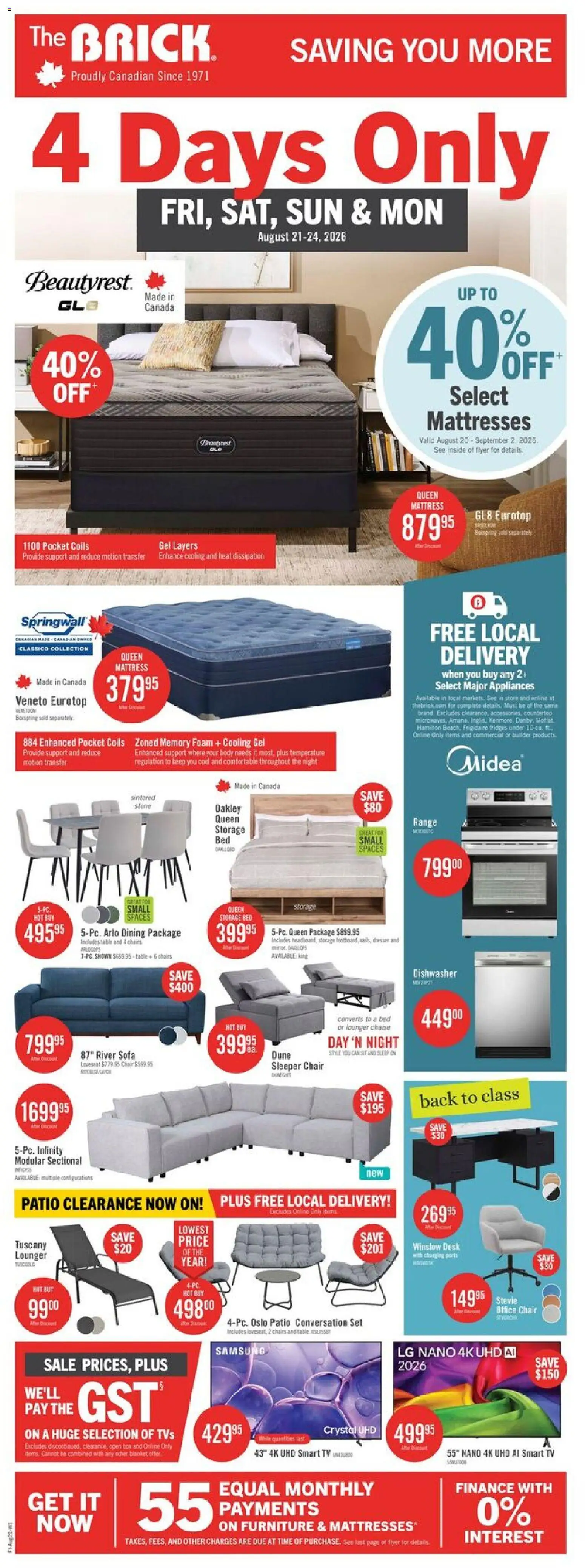 Preview of leaflet The Brick weekly flyer / circulaire from shop The Brick is valid from Aug 20, 2026
