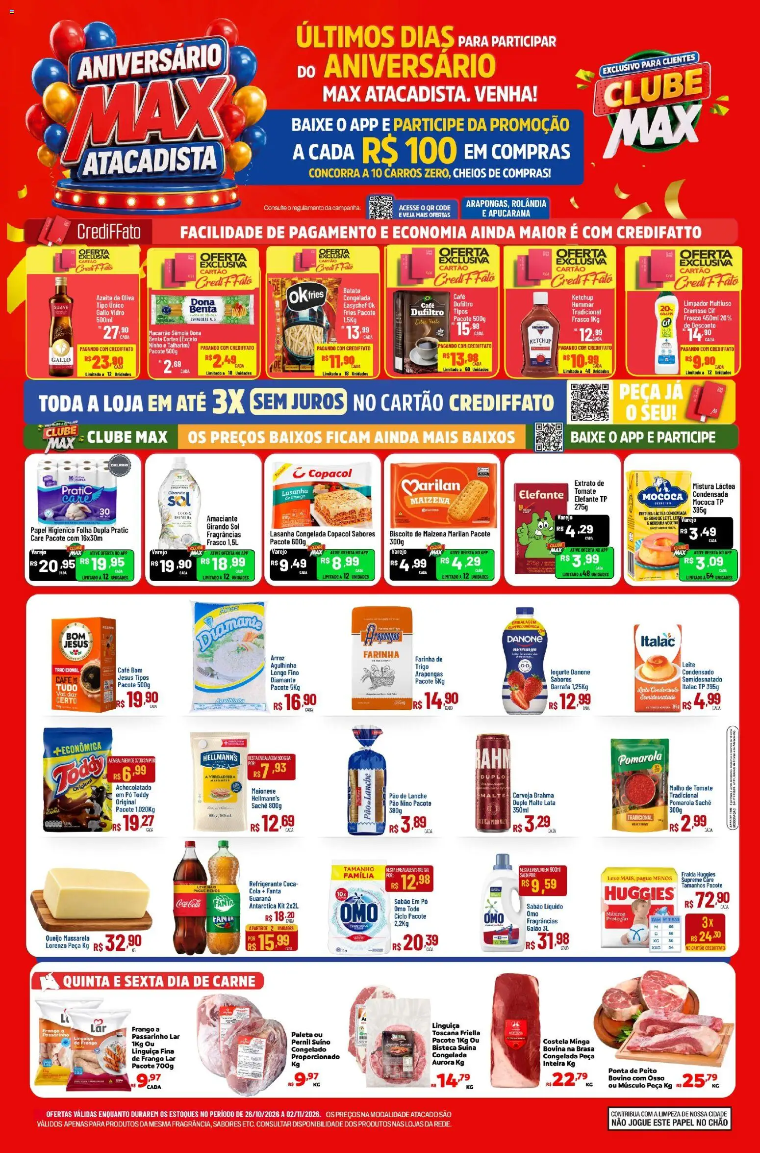 Pré-Visualização do folheto "Max Atacadista ofertas Aniversário" da loja Max Atacadista válido a partir de 26/10/2026