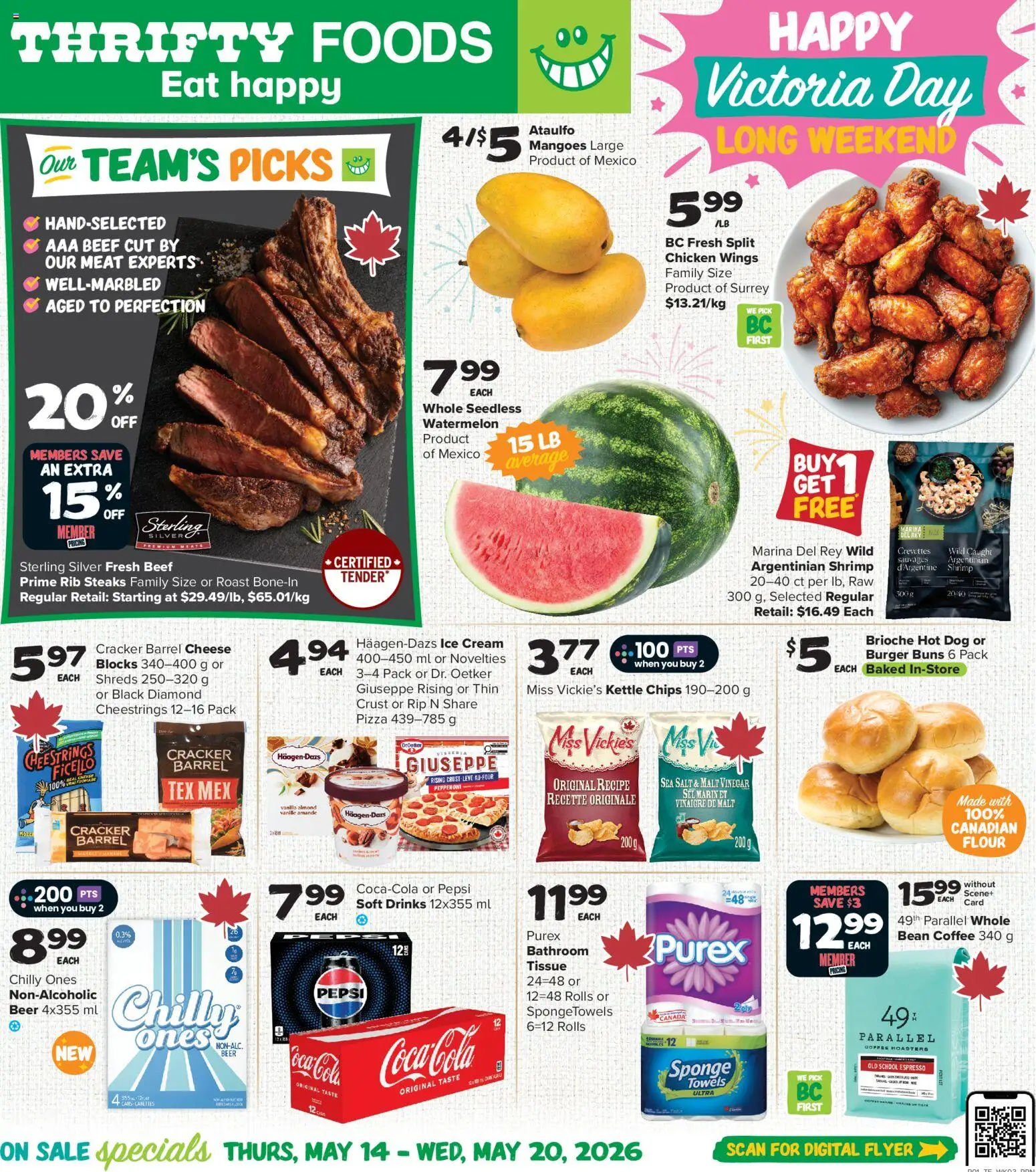 Preview of leaflet Thrifty Foods weekly flyer / circulaire from shop Thrifty Foods is valid from May 14, 2026